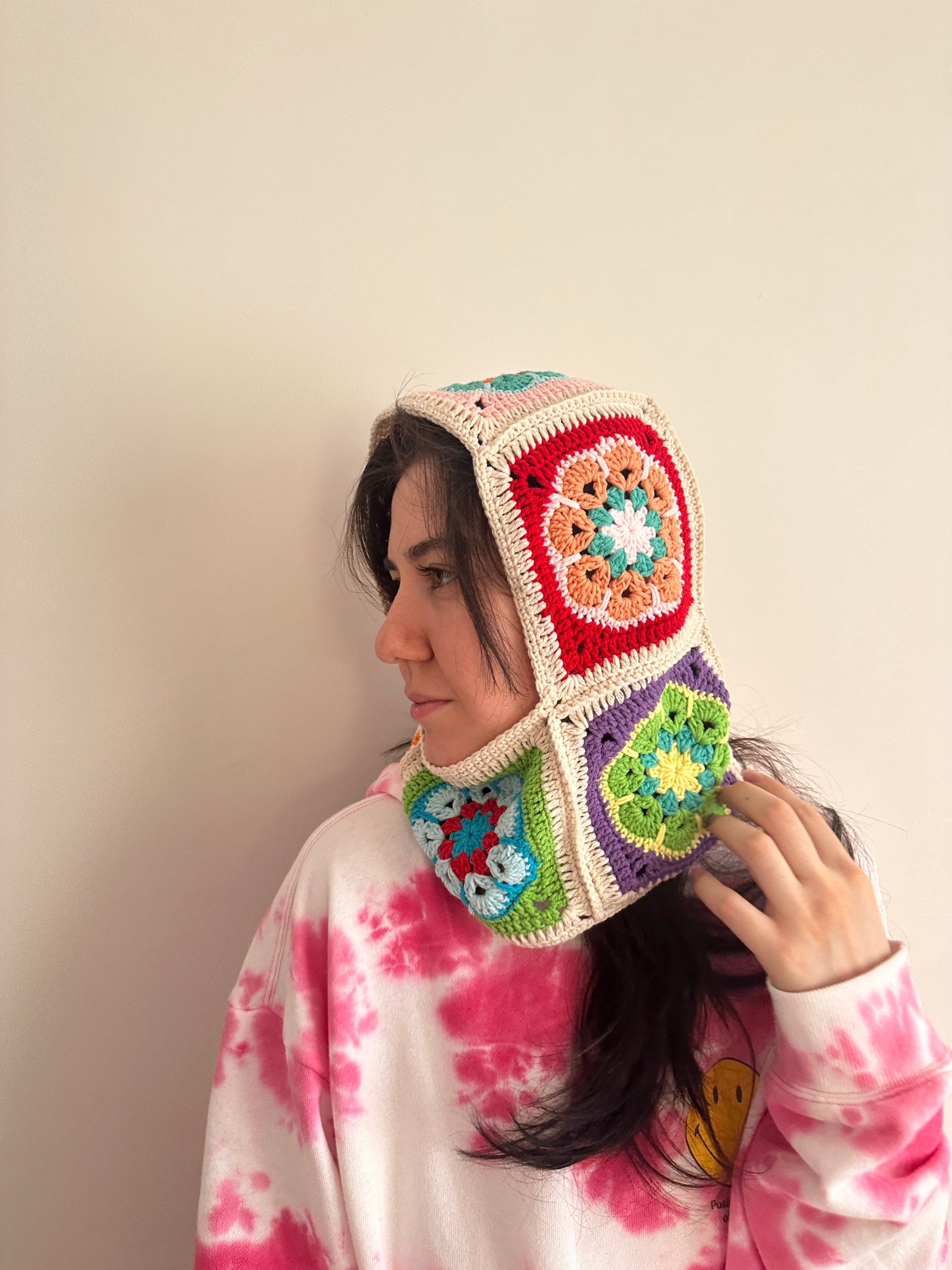 Granny Square Balaclava, Colorful Balaclava, Crochet Hoodie, Balaclava Fashion, Granny Square Hoodie, Granny Square Hat, Unisex Balaclava