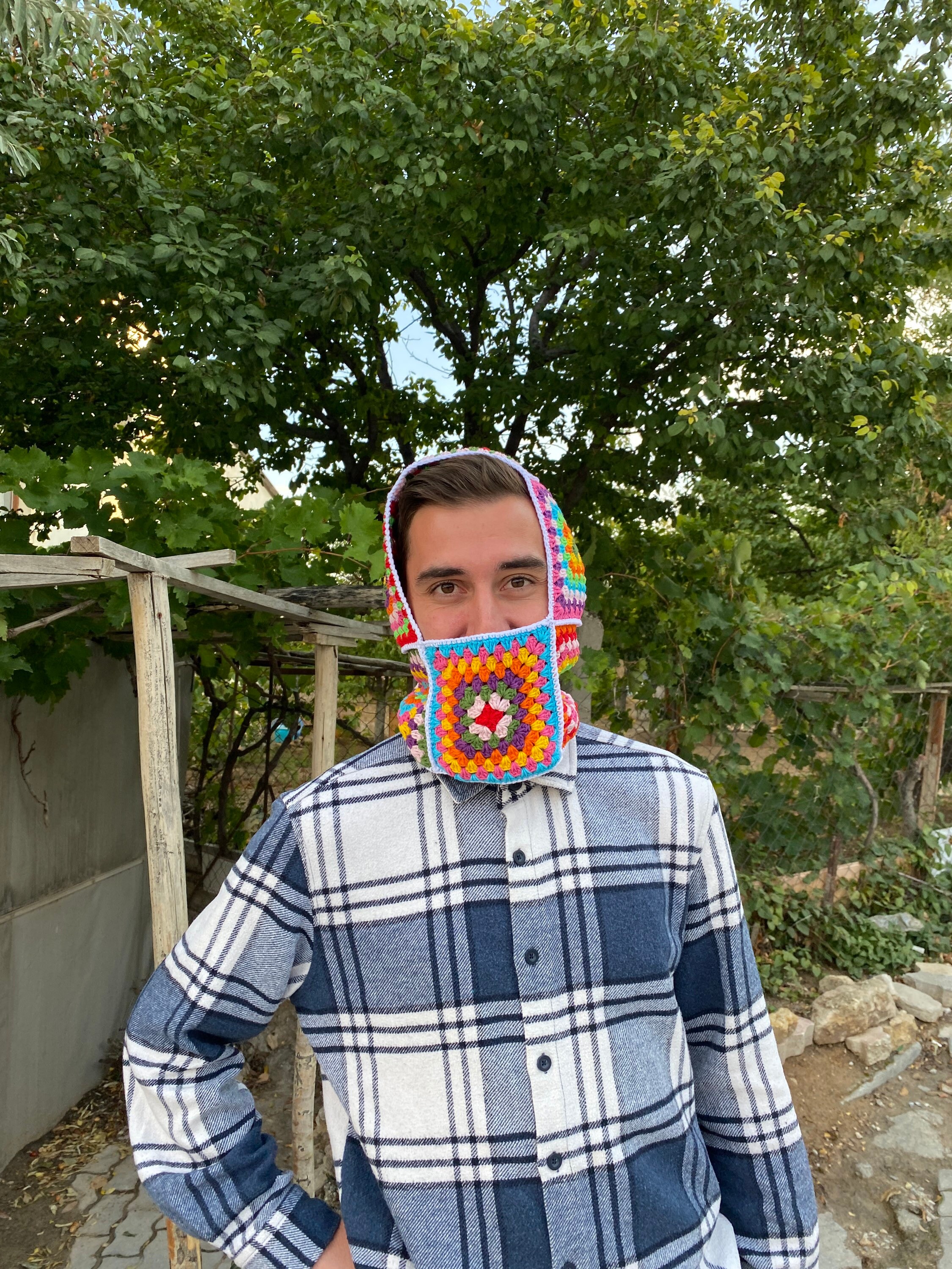 Granny Square Balaclava, Colorful Hoodie, Unisex Balaclava, Winter Full Face Mask, Crochet Hoodie... — photo 6 of 10