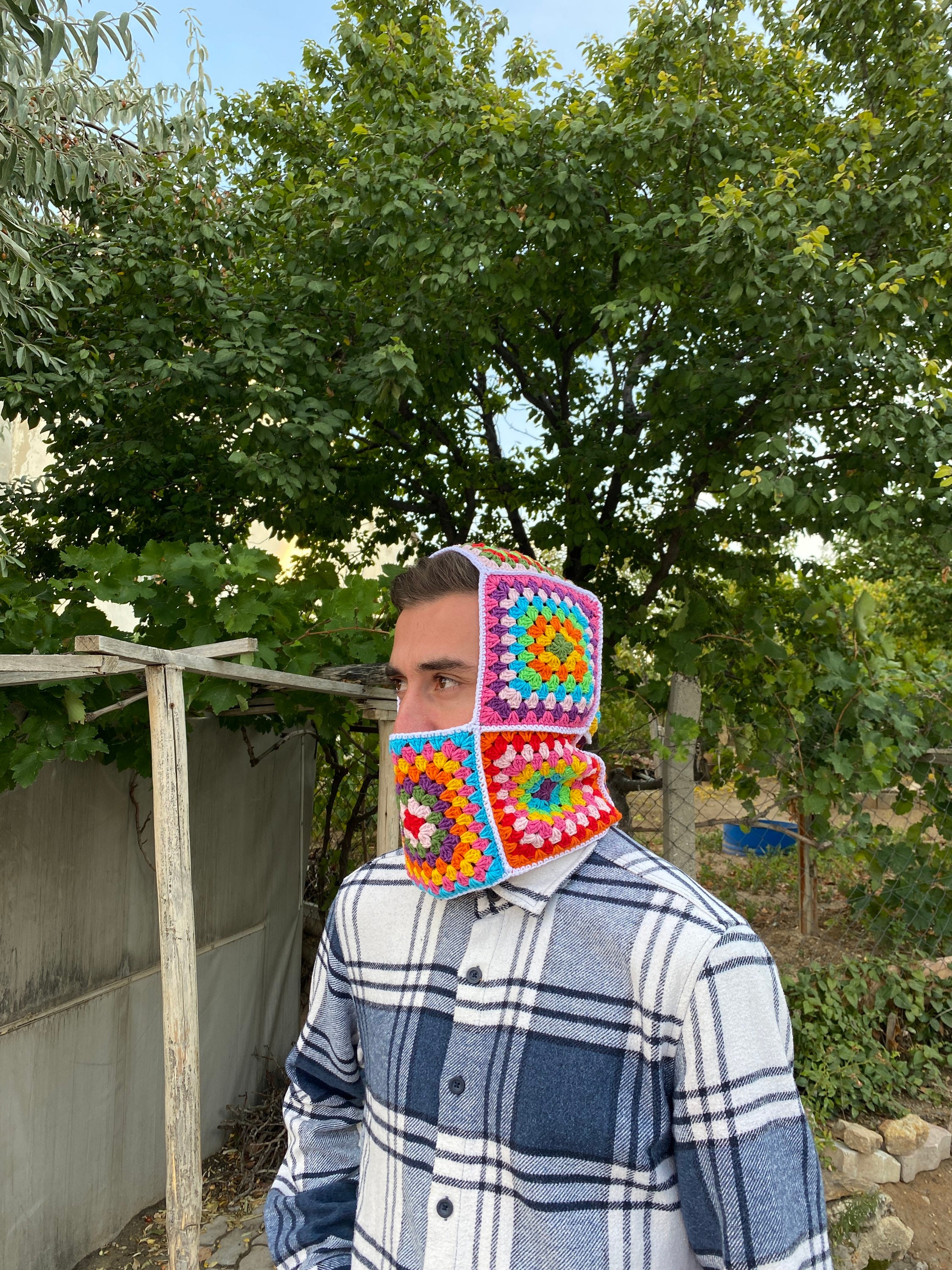 Granny Square Balaclava, Colorful Hoodie, Unisex Balaclava, Winter Full Face Mask, Crochet Hoodie... — photo 3 of 10