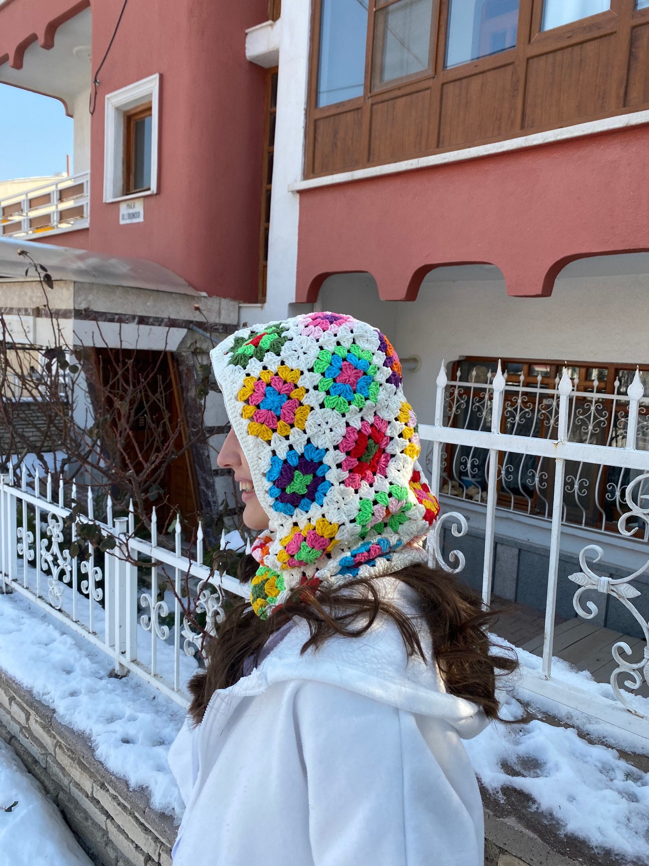 Granny Square Balaclava, Crochet Hoodie, Stylish Balaclava,  Balaclava Fashion, Granny Square Hoodie, Granny Square Hat, Unisex Balaclava