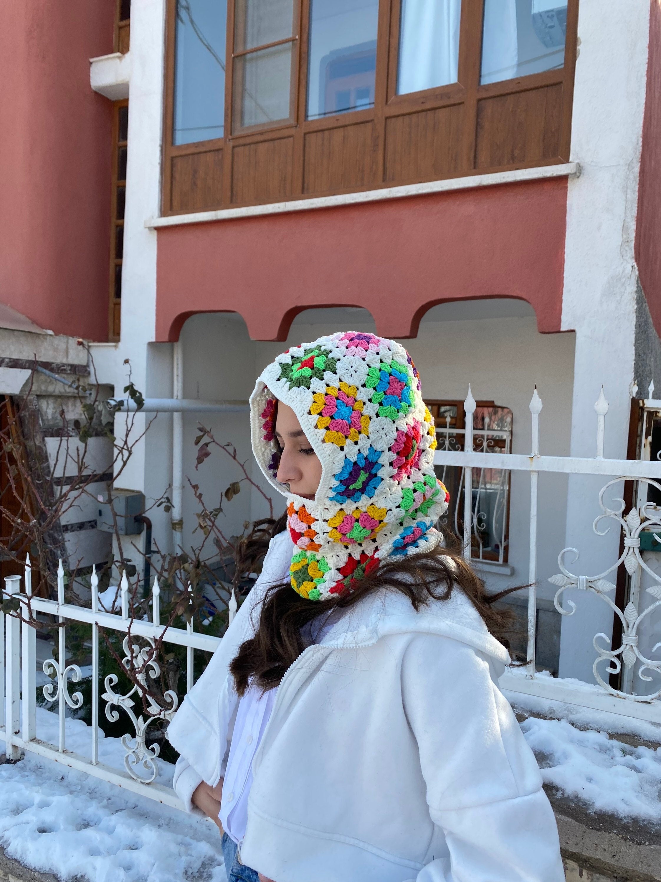 Granny Square Balaclava, Crochet Hoodie, Stylish Balaclava, Balaclava Fashion, Granny Square Hood... — photo 6 of 10