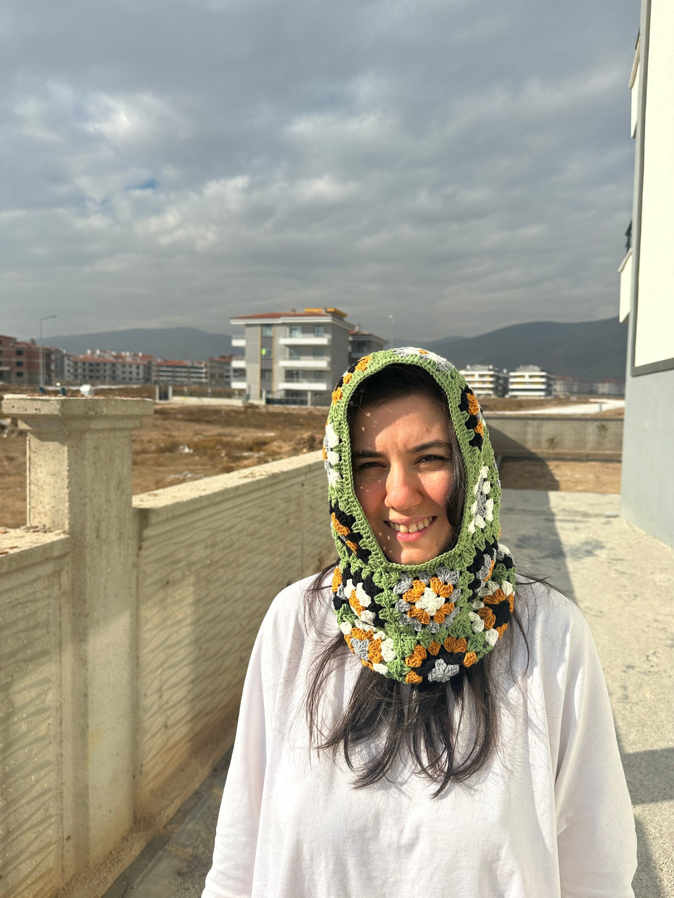 Granny Square Balaclava, Green Balaclava, Crochet Hoodie, Balaclava Fashion, Granny Square Hoodie... — photo 3 of 10