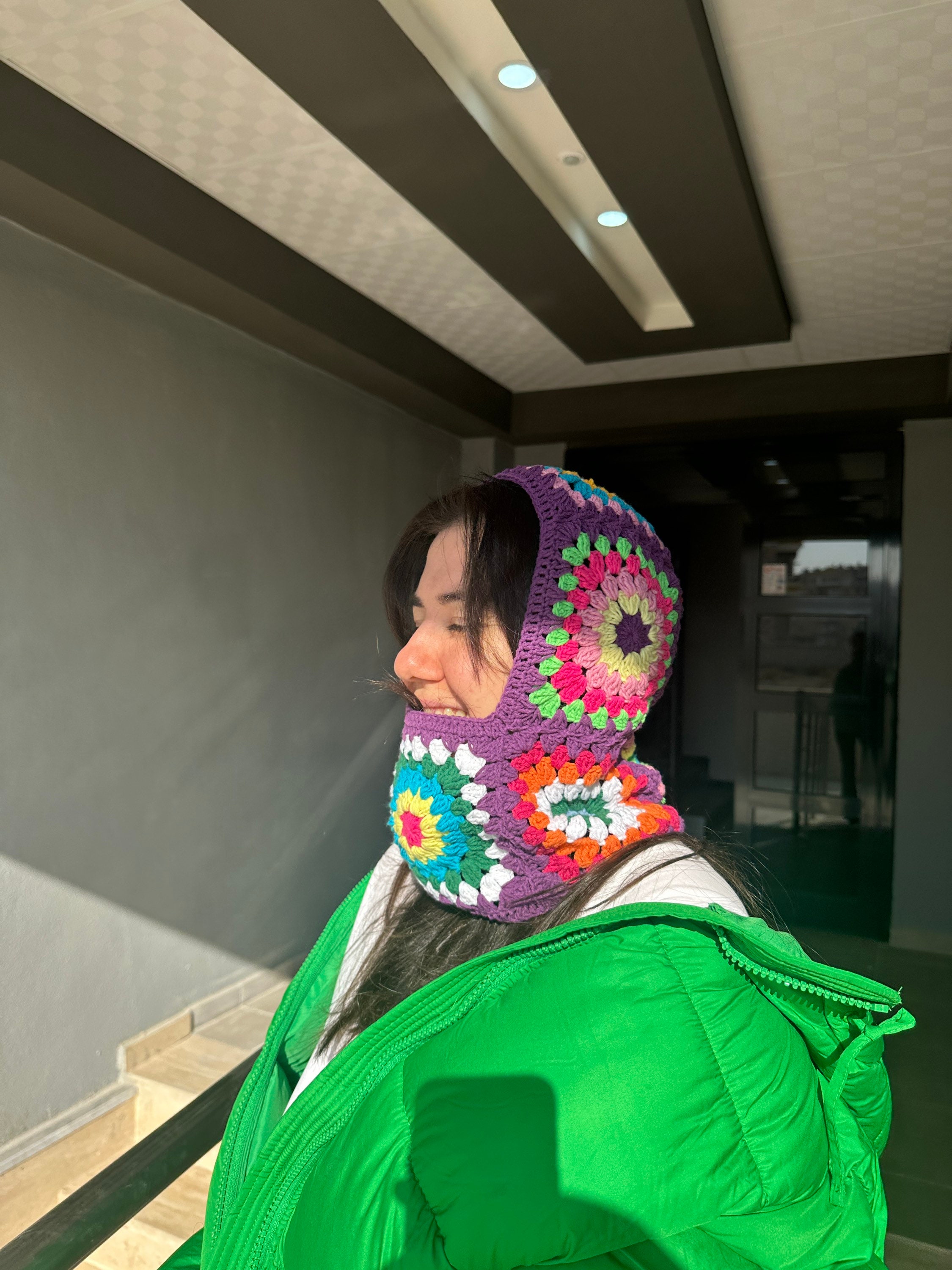 Granny Square Balaclava, Rainbow Balaclava, Purple Balaclava, Crochet Hoodie, Balaclava Fashion, ... — photo 5 of 10