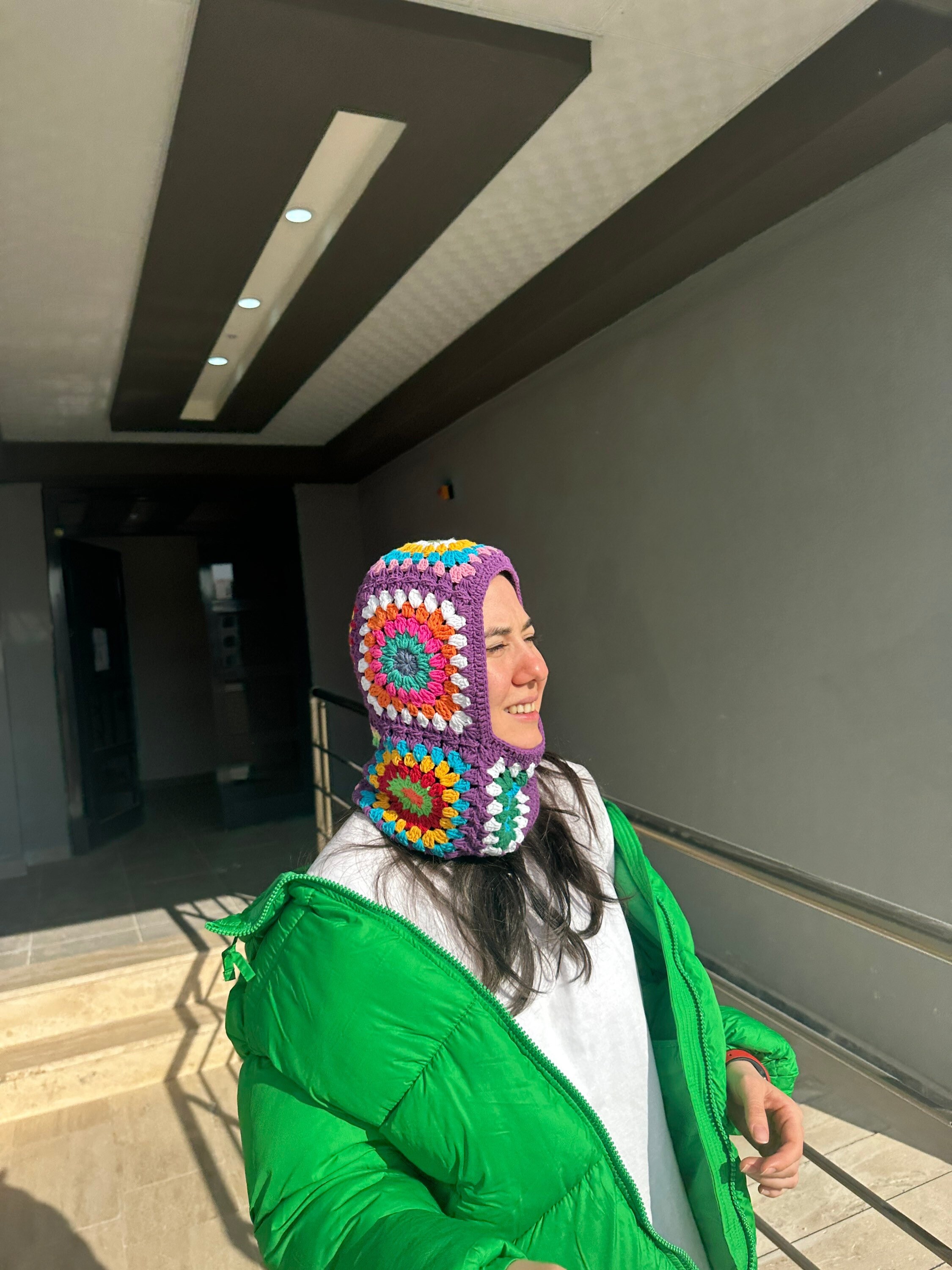 Granny Square Balaclava, Rainbow Balaclava, Purple Balaclava, Crochet Hoodie, Balaclava Fashion, ... — photo 6 of 10