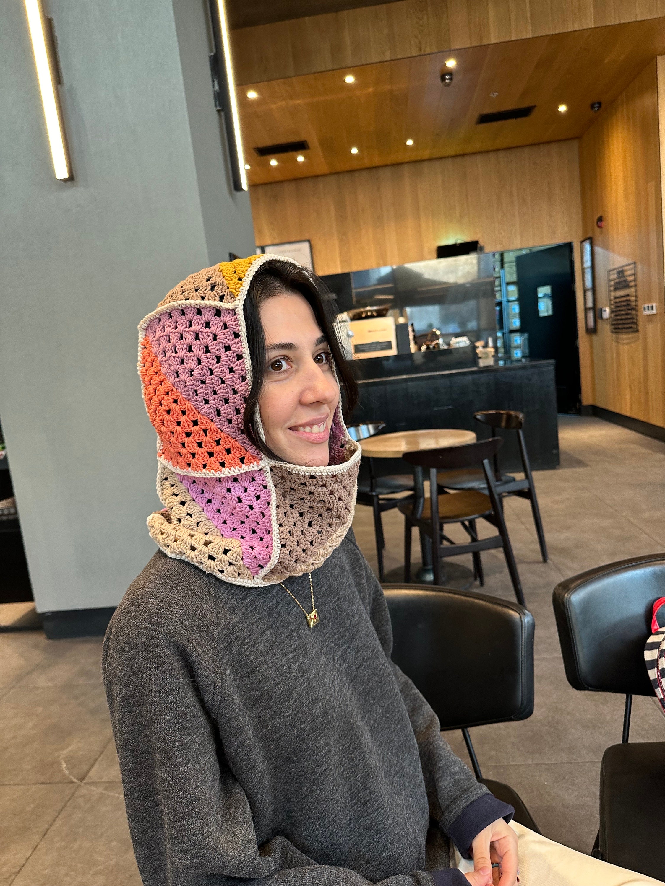 Granny Square Balaclava, Unisex Chic Balaclava, Luxury Knit Beret, Stylish Crochet Balaclava, Boh... — photo 3 of 10