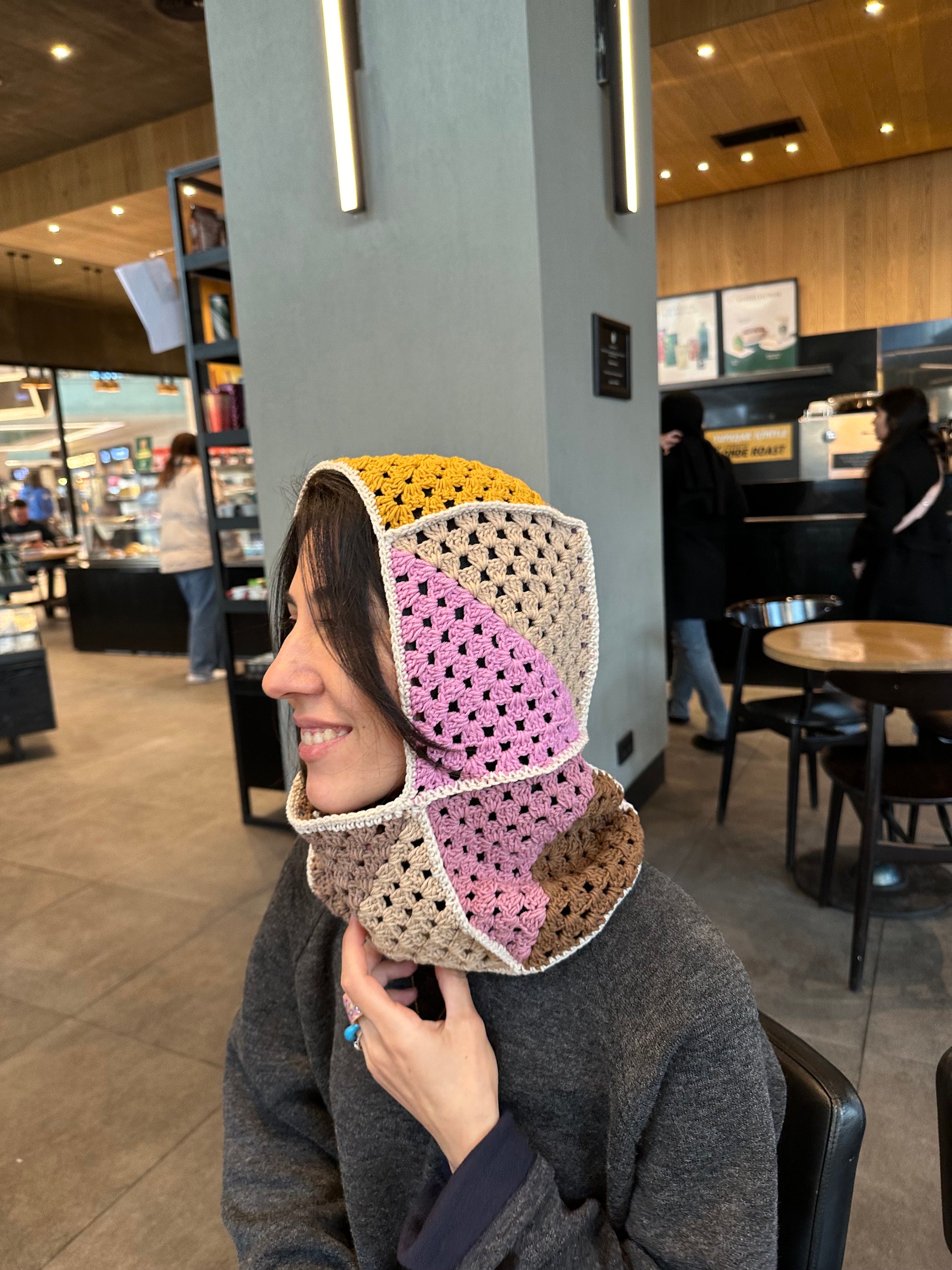 Granny Square Balaclava, Unisex Chic Balaclava, Luxury Knit Beret, Stylish Crochet Balaclava, Boh... — photo 5 of 10