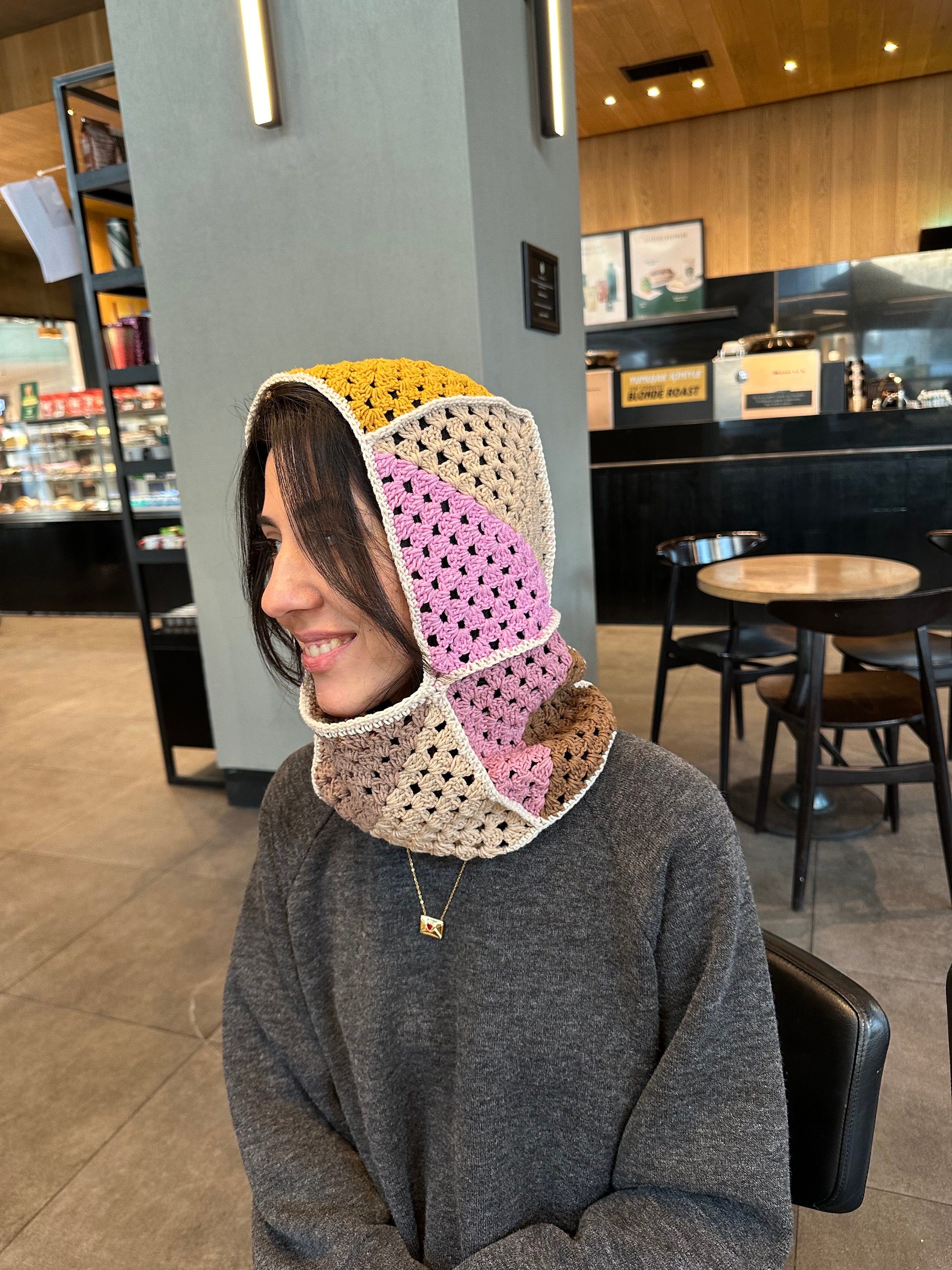 Granny Square Balaclava, Unisex Chic Balaclava, Luxury Knit Beret, Stylish Crochet Balaclava, Boh... — photo 6 of 10