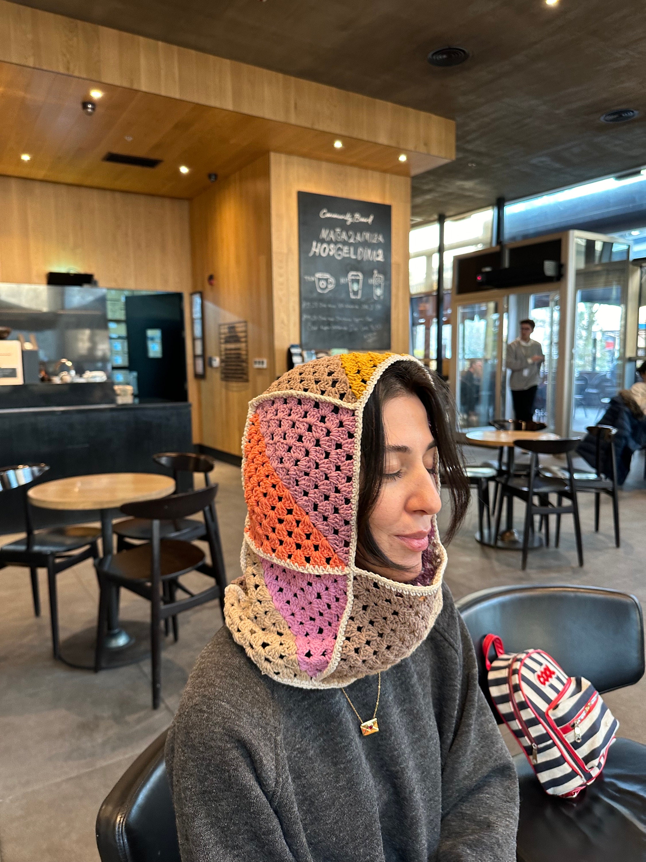 Granny Square Balaclava, Unisex Chic Balaclava, Luxury Knit Beret, Stylish Crochet Balaclava, Boh... — photo 2 of 10