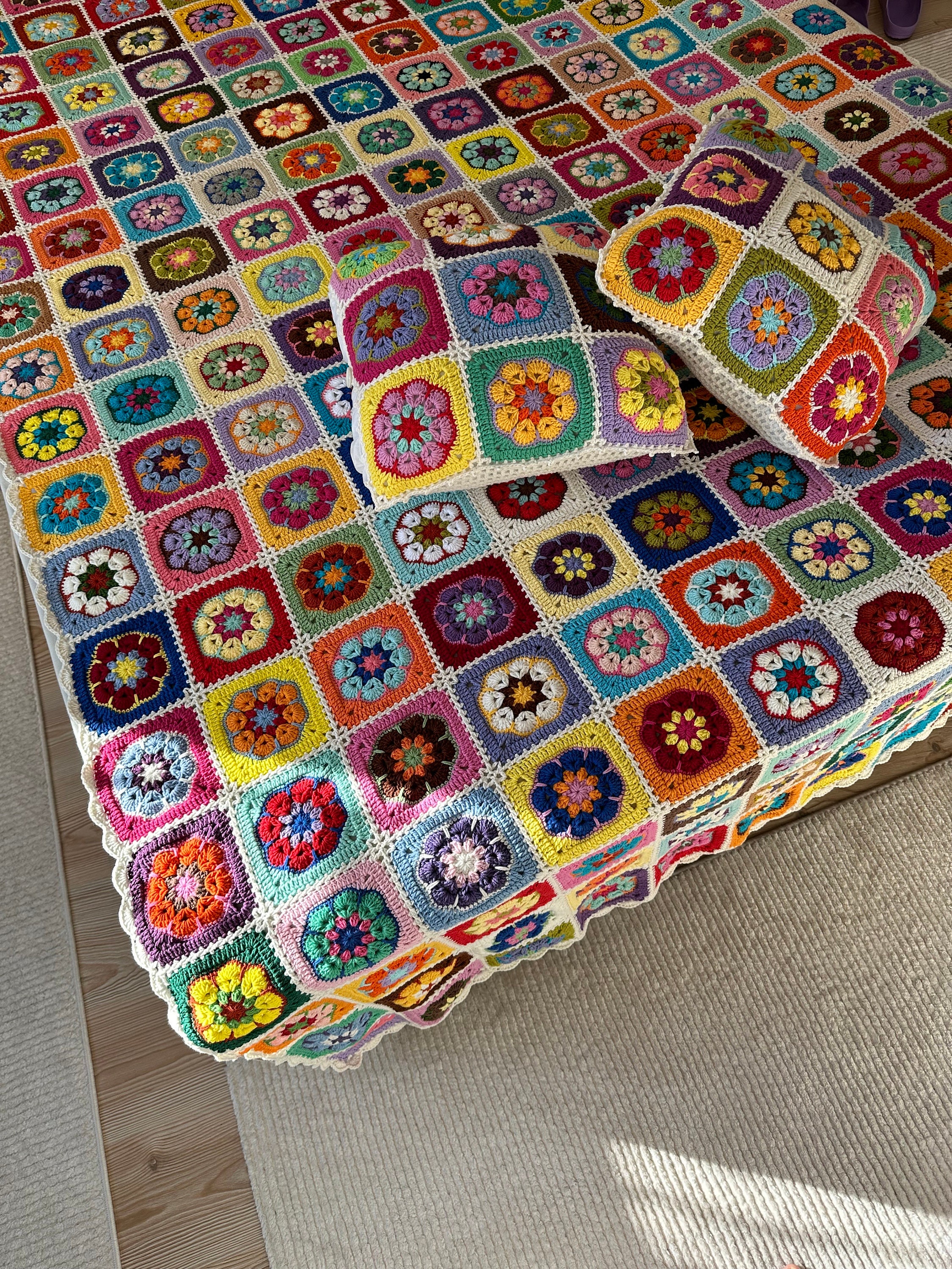 Granny Square Blanket, Afghan Crochet Blanket, Granny Square Couch Blanket, Crochet Tv Blanket, C... — photo 5 of 10