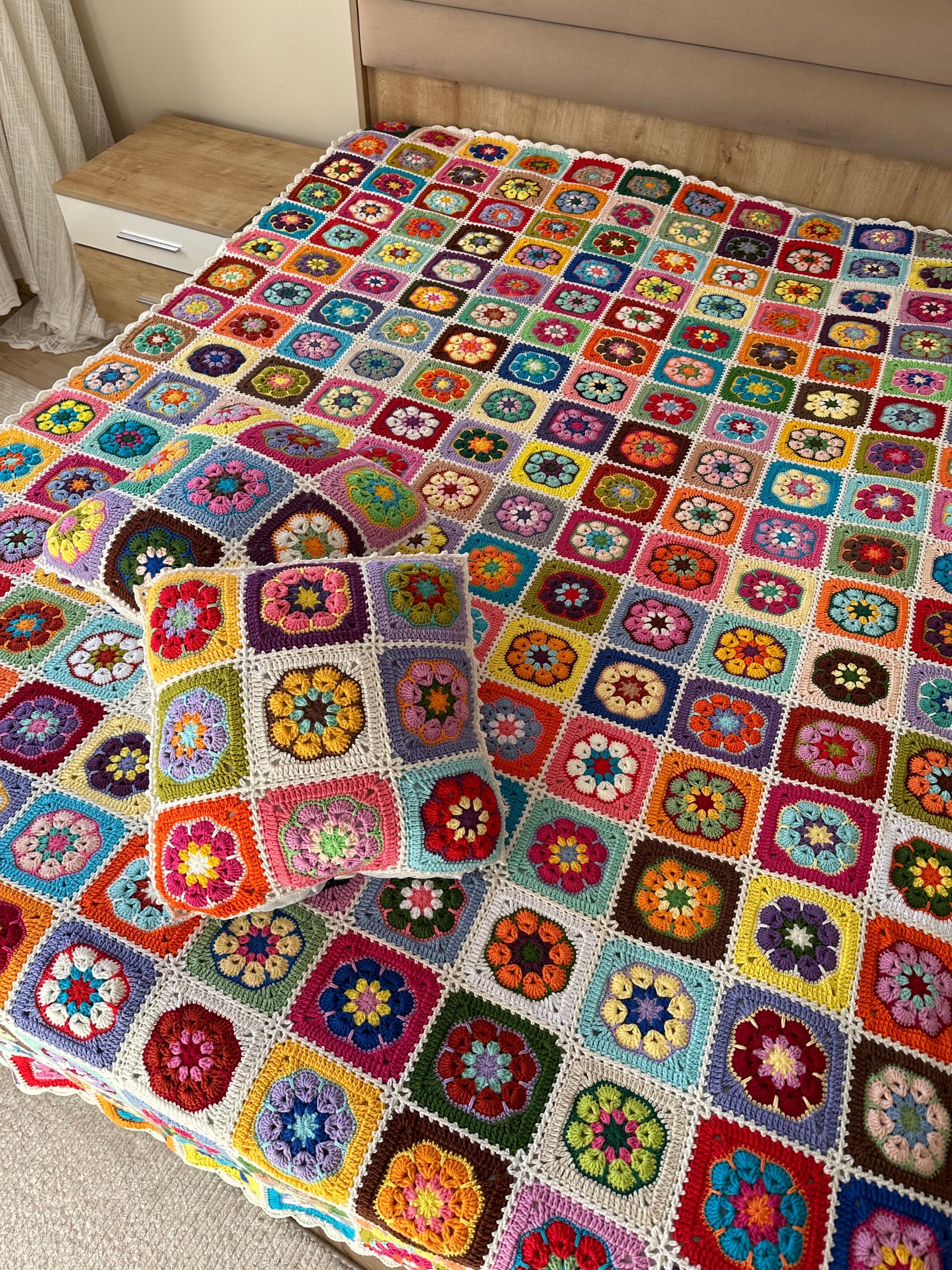 Granny Square Blanket, Afghan Crochet Blanket, Granny Square Couch Blanket, Crochet Tv Blanket, C... — photo 3 of 10
