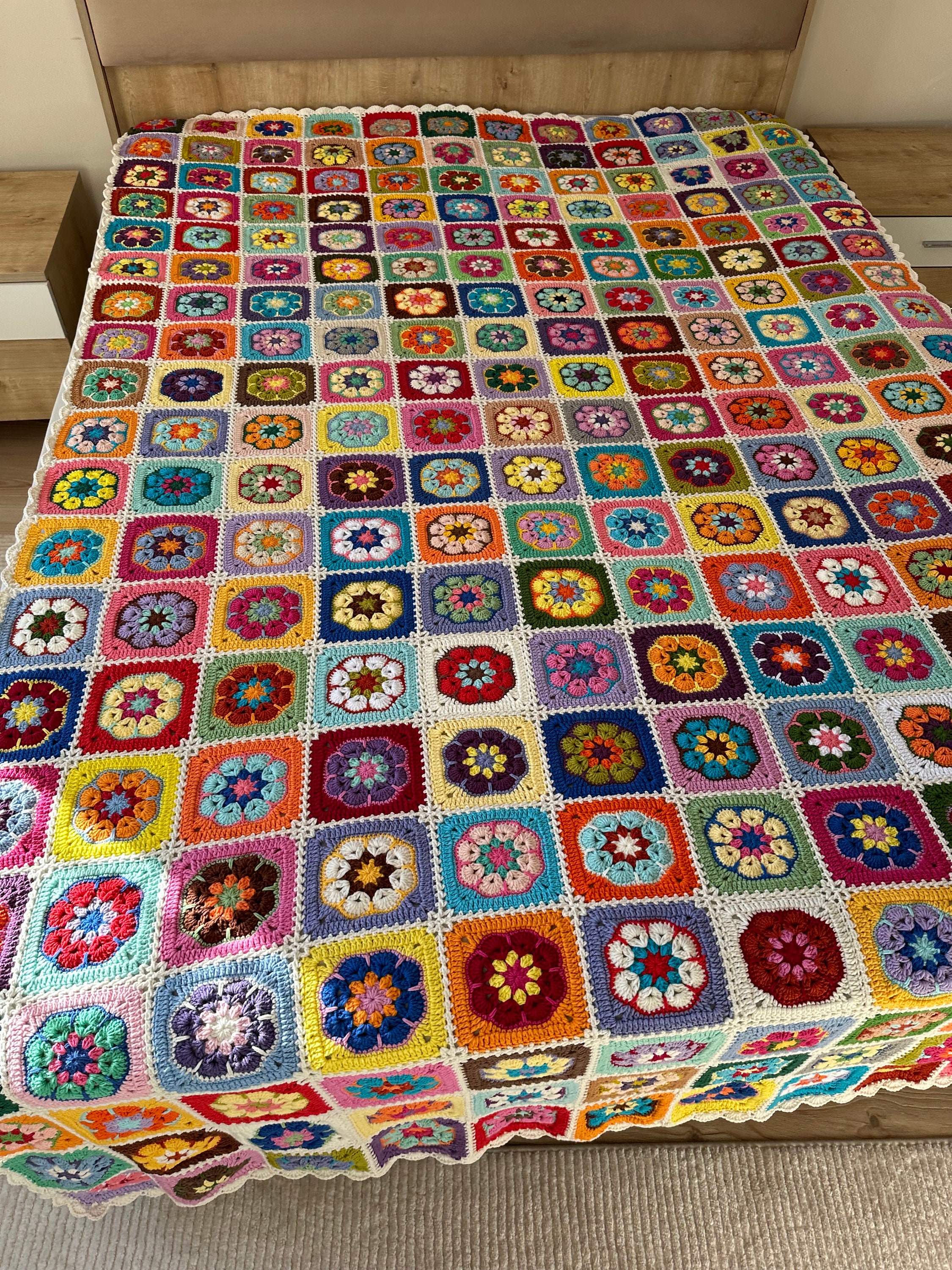 Granny Square Blanket, Afghan Crochet Blanket, Granny Square Couch Blanket, Crochet Tv Blanket, C... — photo 4 of 10