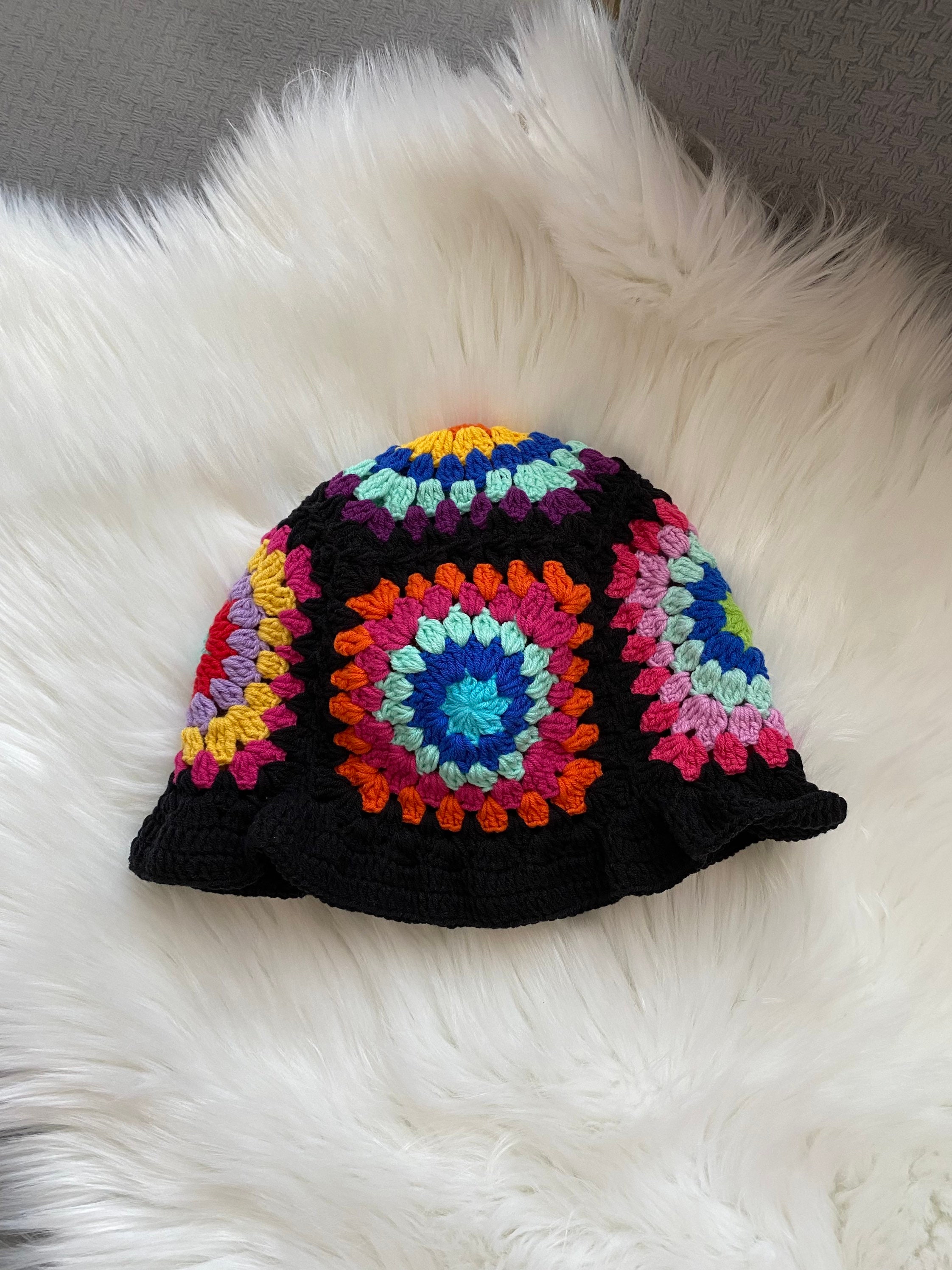 Granny Square Bucket Hat, Festival Hat, Colorful Crochet Sun Hat, Crochet Bucket Hat, Beach Hat, ... — photo 5 of 8