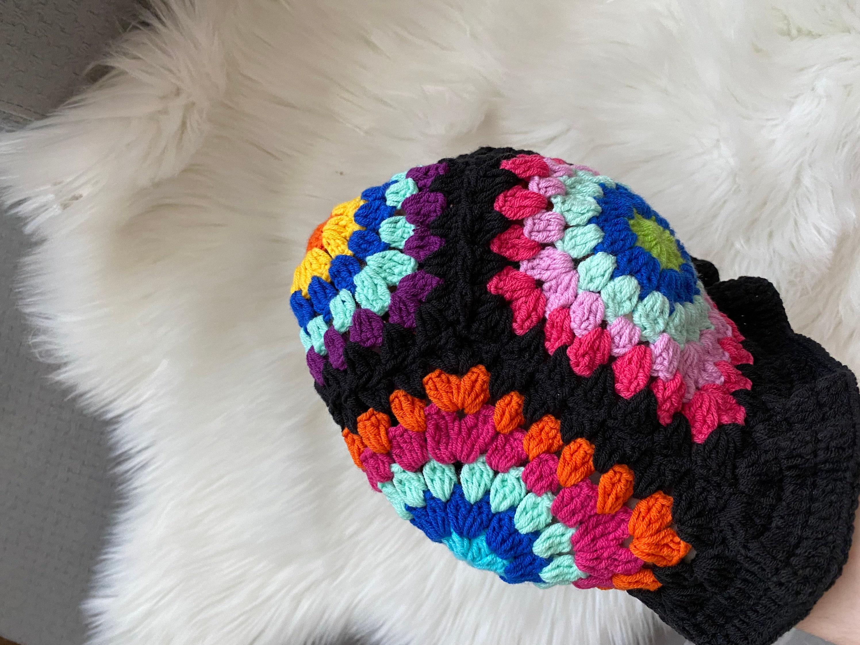 Granny Square Bucket Hat, Festival Hat, Colorful Crochet Sun Hat, Crochet Bucket Hat, Beach Hat, ... — photo 7 of 8