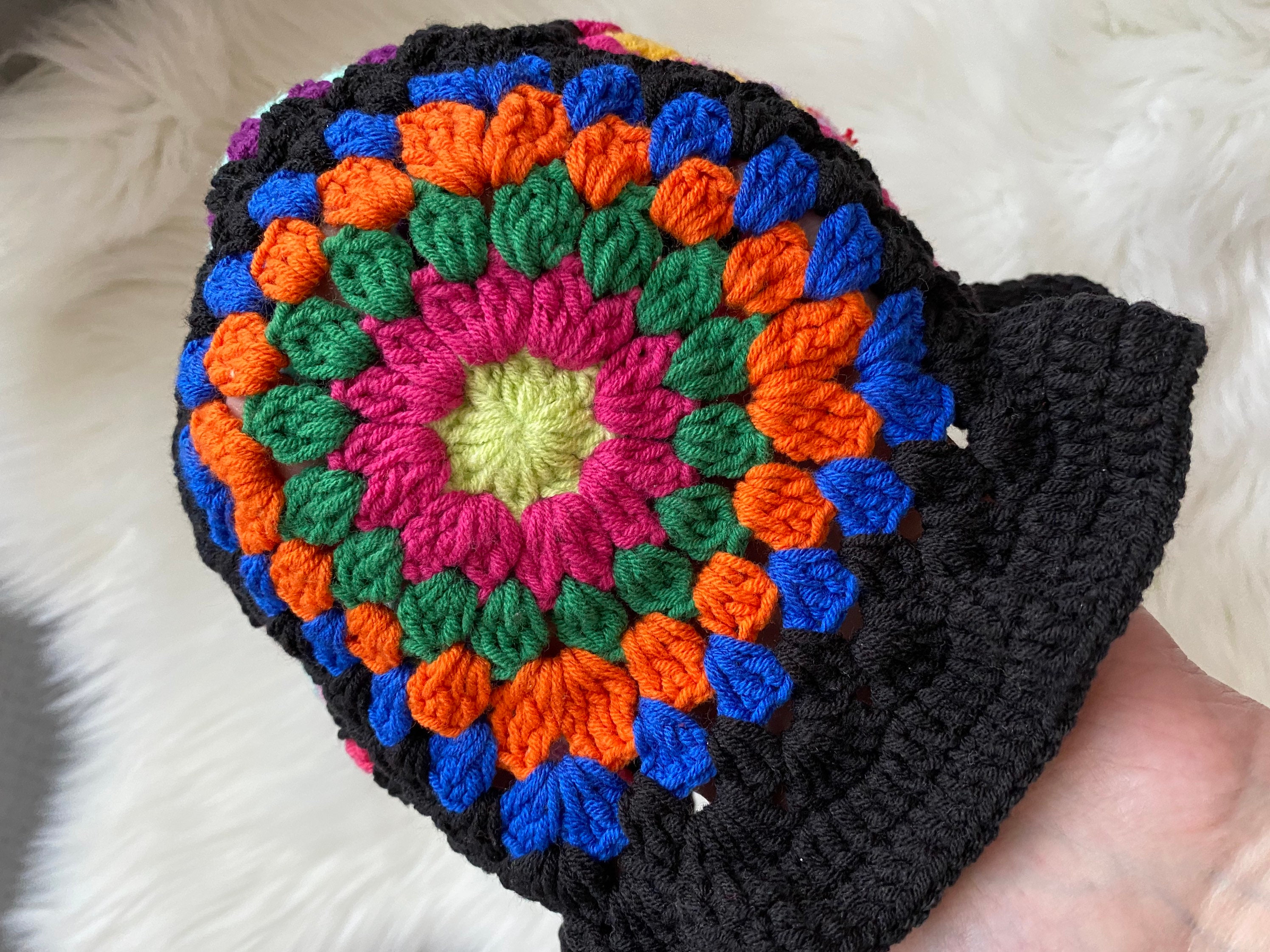 Granny Square Bucket Hat, Festival Hat, Colorful Crochet Sun Hat, Crochet Bucket Hat, Beach Hat, ... — photo 6 of 8