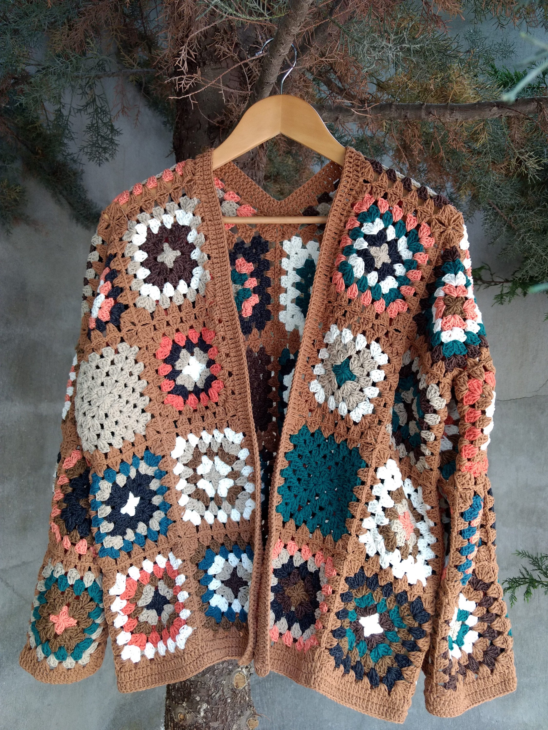 Granny Square Cardigan, Afghan Coat, Bohemian Jacket, Granny Square Jacket, Afghan Cardigan, Hand... — photo 2 of 8