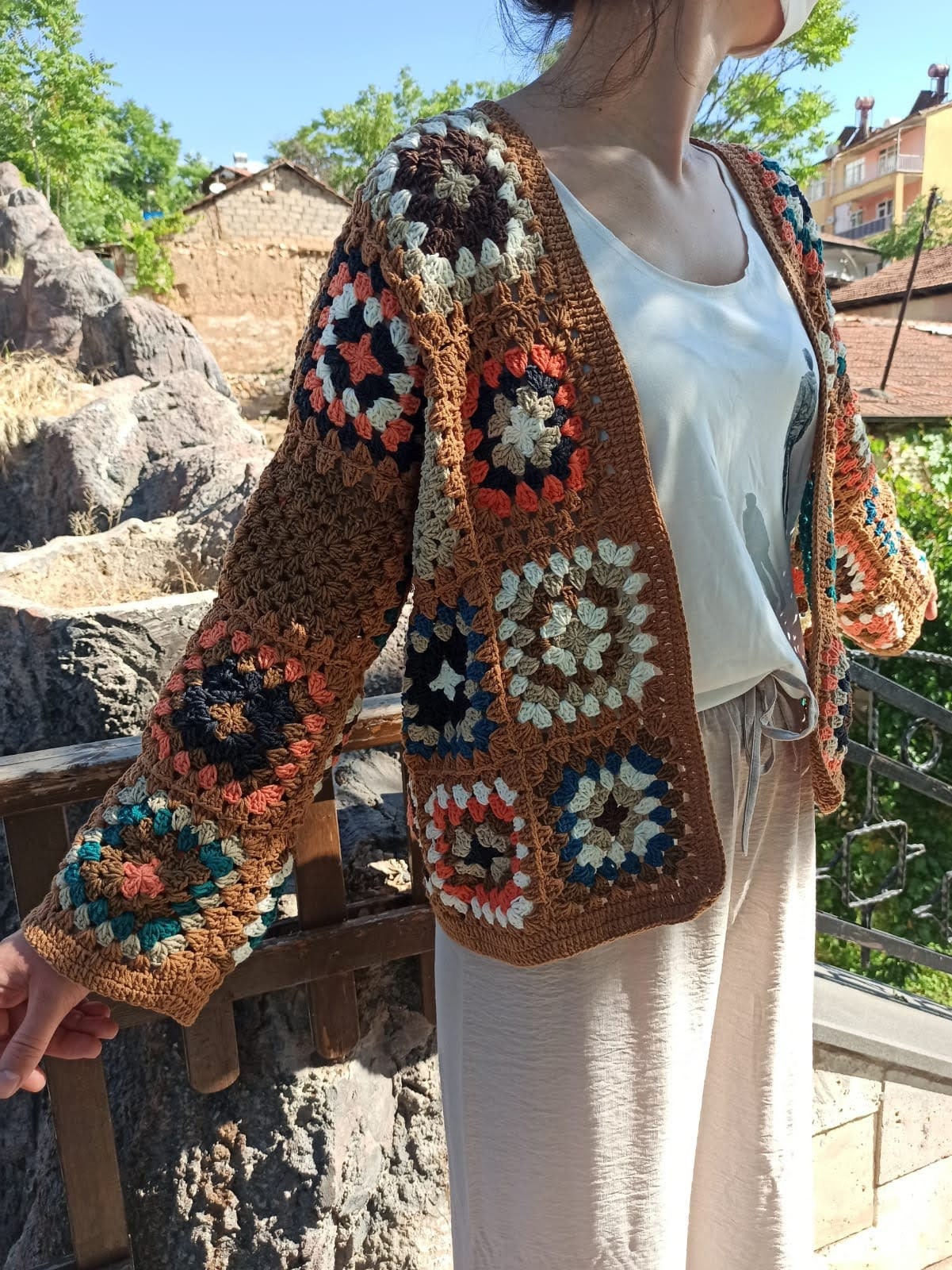Granny Square Cardigan, Afghan Coat, Bohemian Jacket, Granny Square Jacket, Afghan Cardigan, Handmade Cardigan, Boho Style, Women Cardigan
