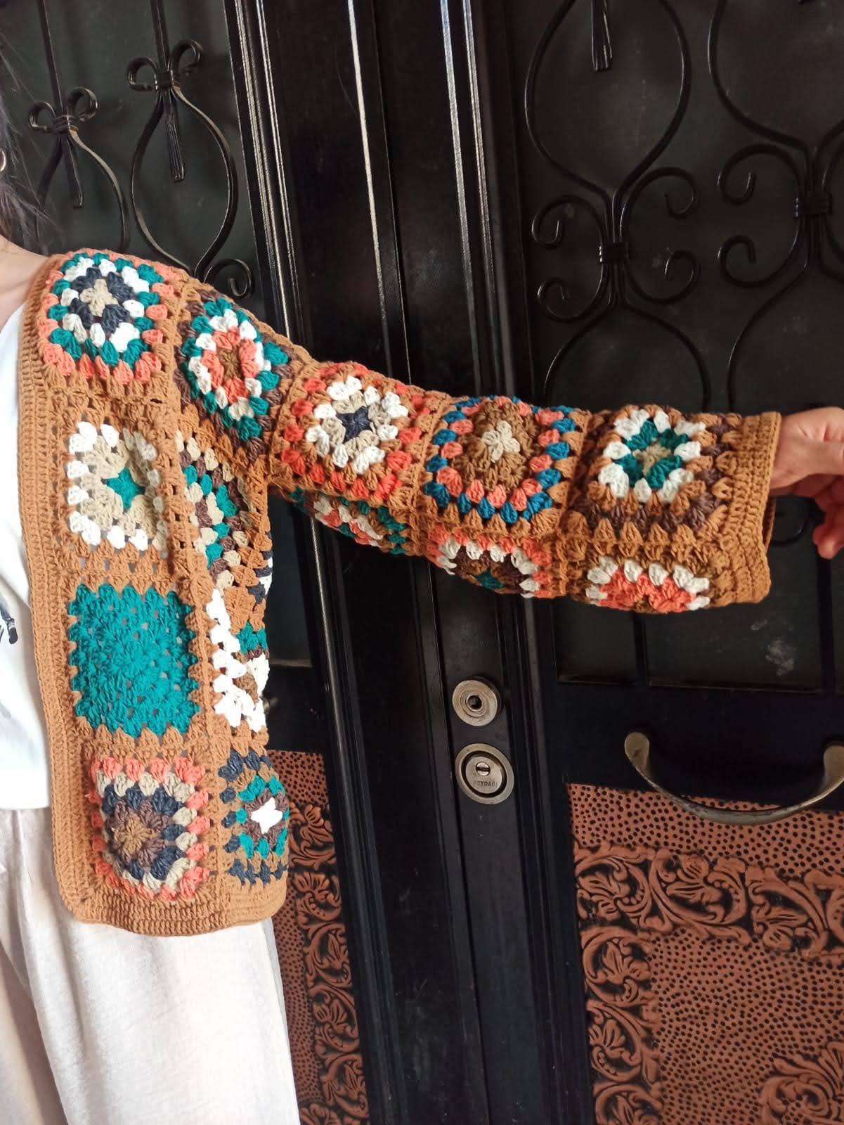 Granny Square Cardigan, Afghan Coat, Bohemian Jacket, Granny Square Jacket, Afghan Cardigan, Hand... — photo 4 of 8