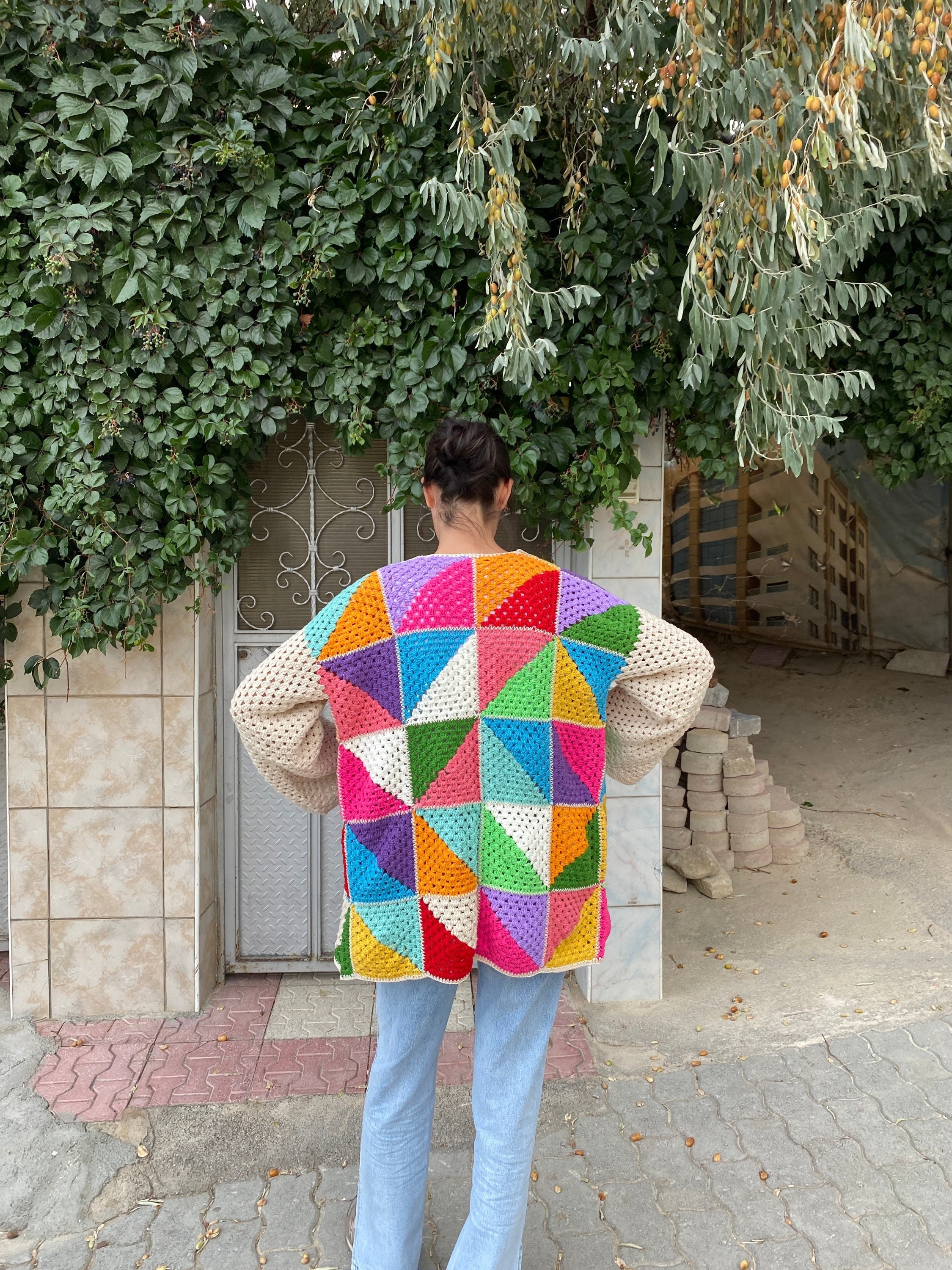 Granny Square Cardigan, Afghan Crochet Coat, Granny Square Coat, Patchwork Jacket, Granny Square ... — photo 4 of 10