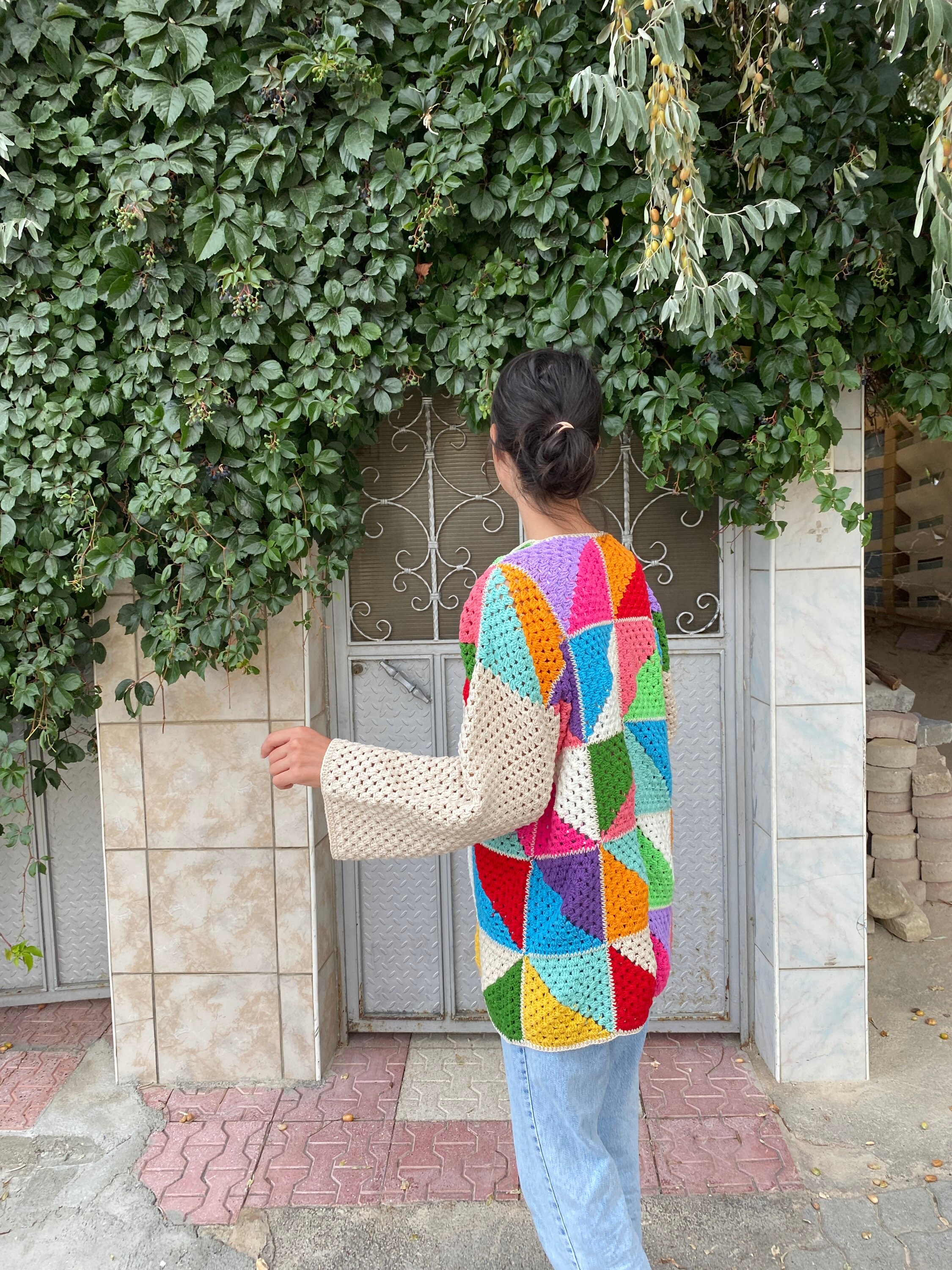 Granny Square Cardigan, Afghan Crochet Coat, Granny Square Coat, Patchwork Jacket, Granny Square ... — photo 5 of 10