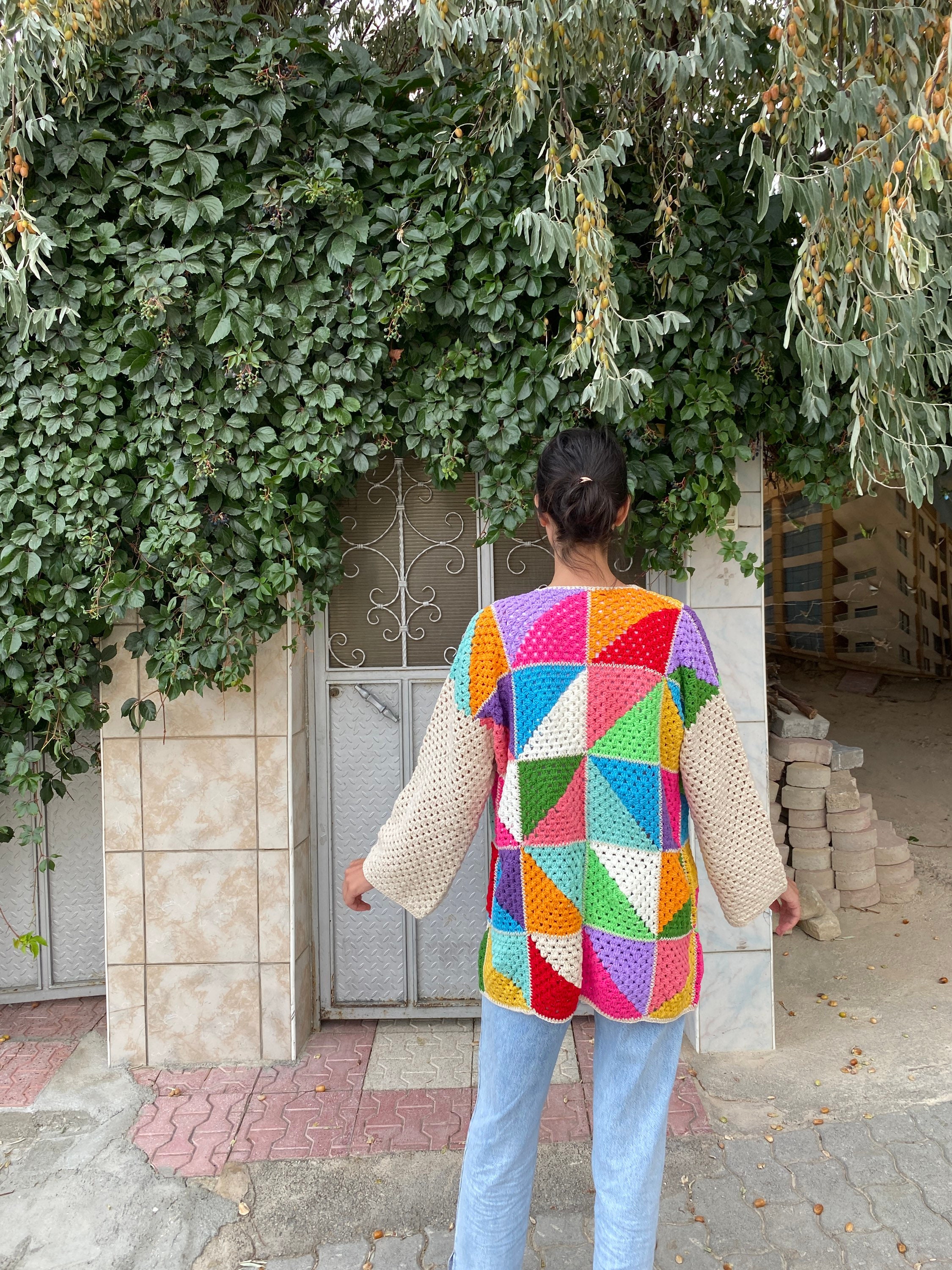 Granny Square Cardigan, Afghan Crochet Coat, Granny Square Coat, Patchwork Jacket, Granny Square ... — photo 6 of 10