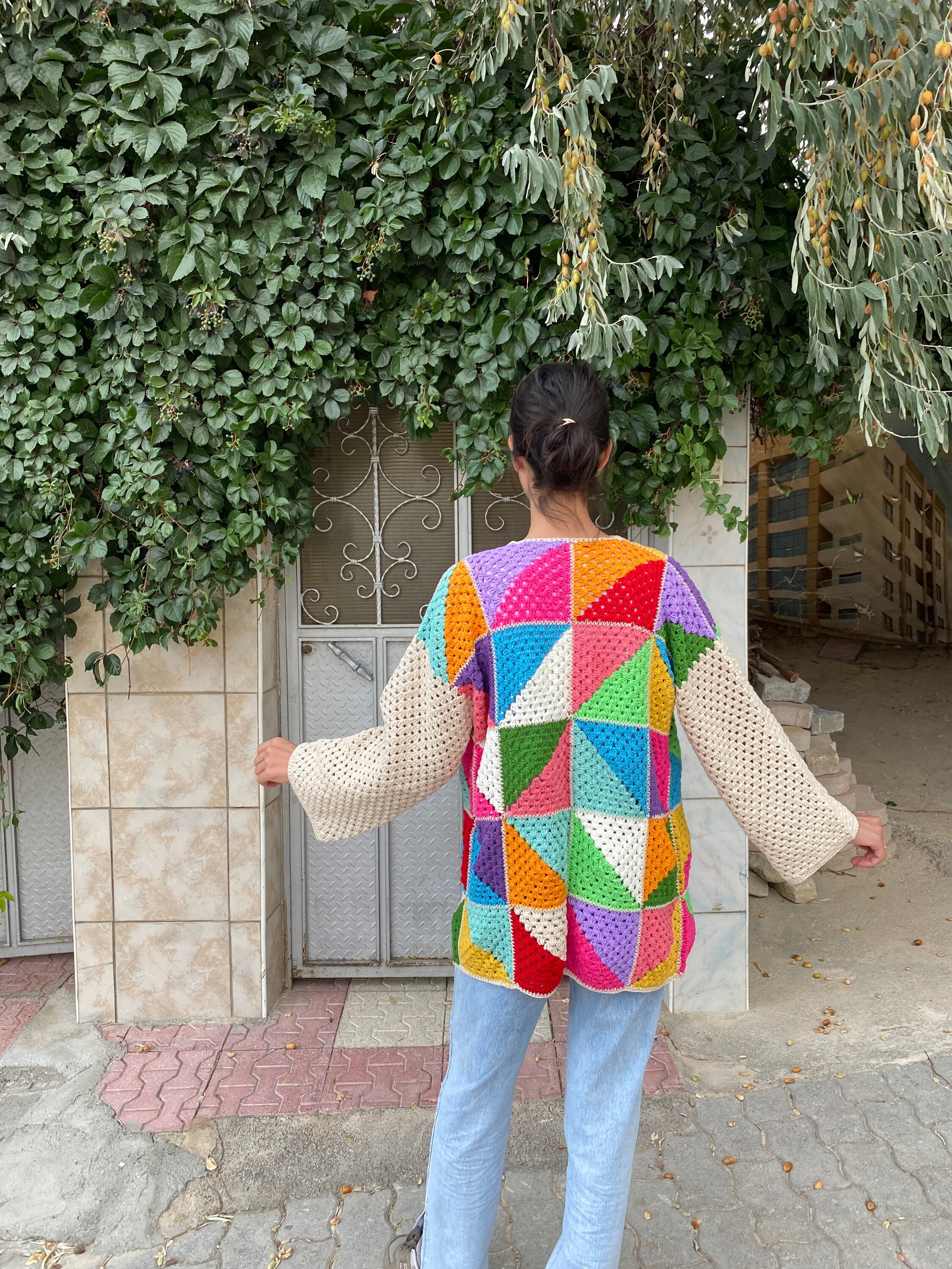 Granny Square Cardigan, Afghan Crochet Coat, Granny Square Coat, Patchwork Jacket, Granny Square ... — photo 3 of 10