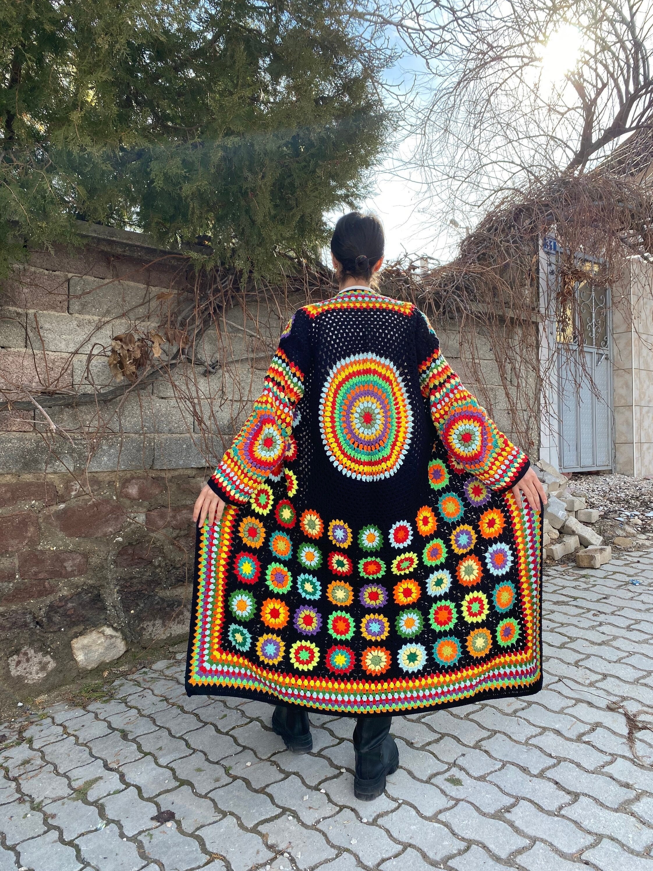 Granny Square Cardigan, Afghan Crochet, Long Granny Square Coat, Granny Square Coat, Crochet Card... — photo 5 of 10