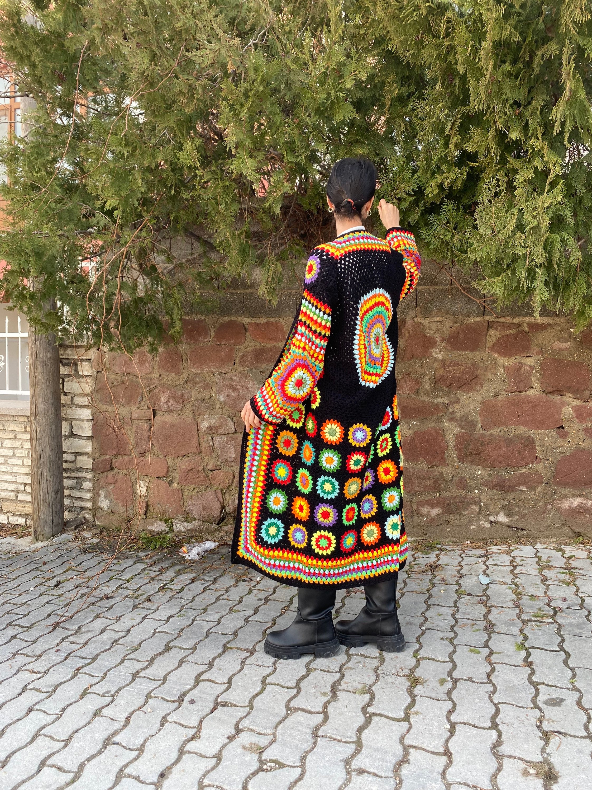 Granny Square Cardigan, Afghan Crochet, Long Granny Square Coat, Granny Square Coat, Crochet Card... — photo 6 of 10