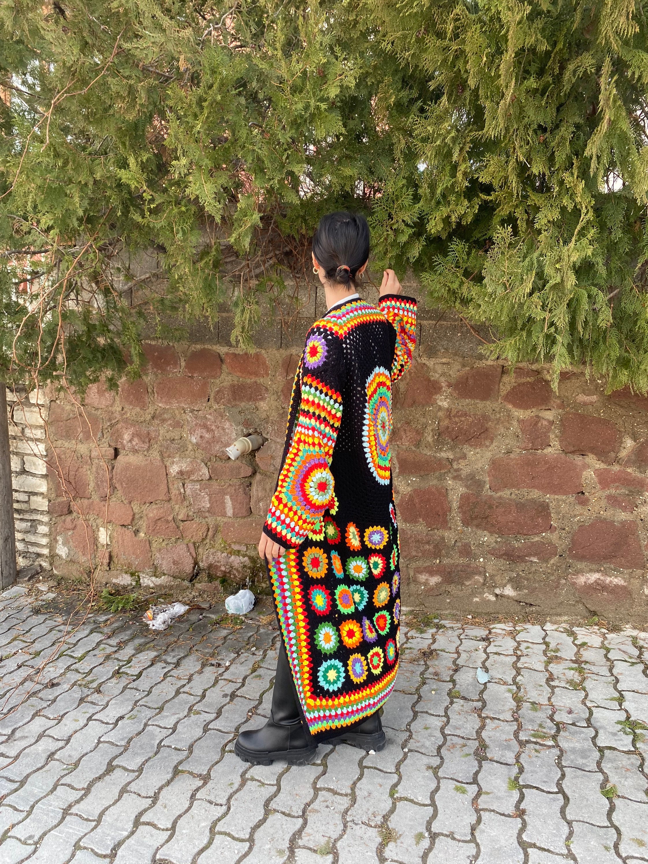 Granny Square Cardigan, Afghan Crochet, Long Granny Square Coat, Granny Square Coat, Crochet Card... — photo 7 of 10