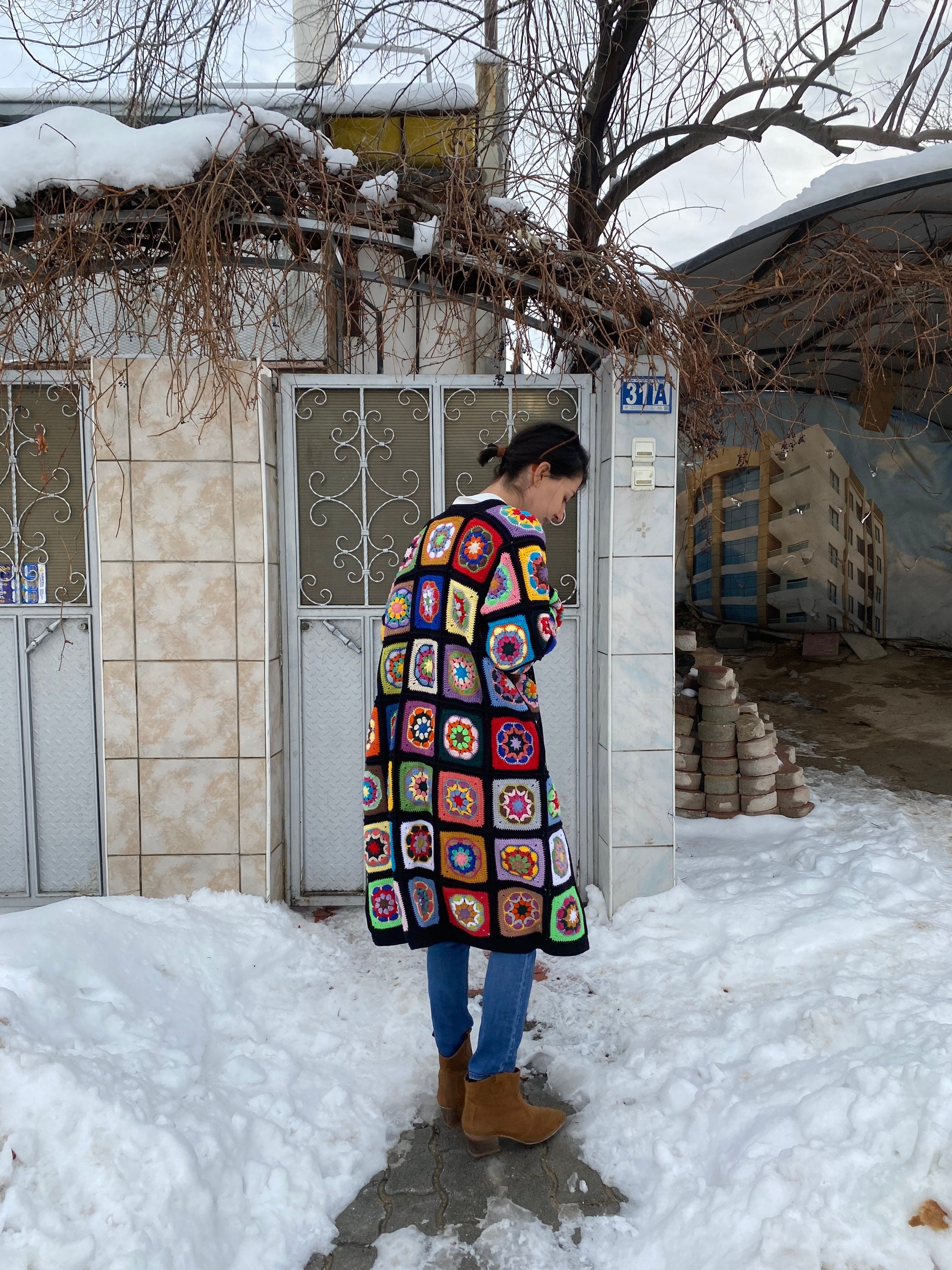 Granny Square Cardigan, Afghan Crochet Sweater, Crochet Coat, Bohemian Cardigan, Boho Style Cardi... — photo 4 of 10