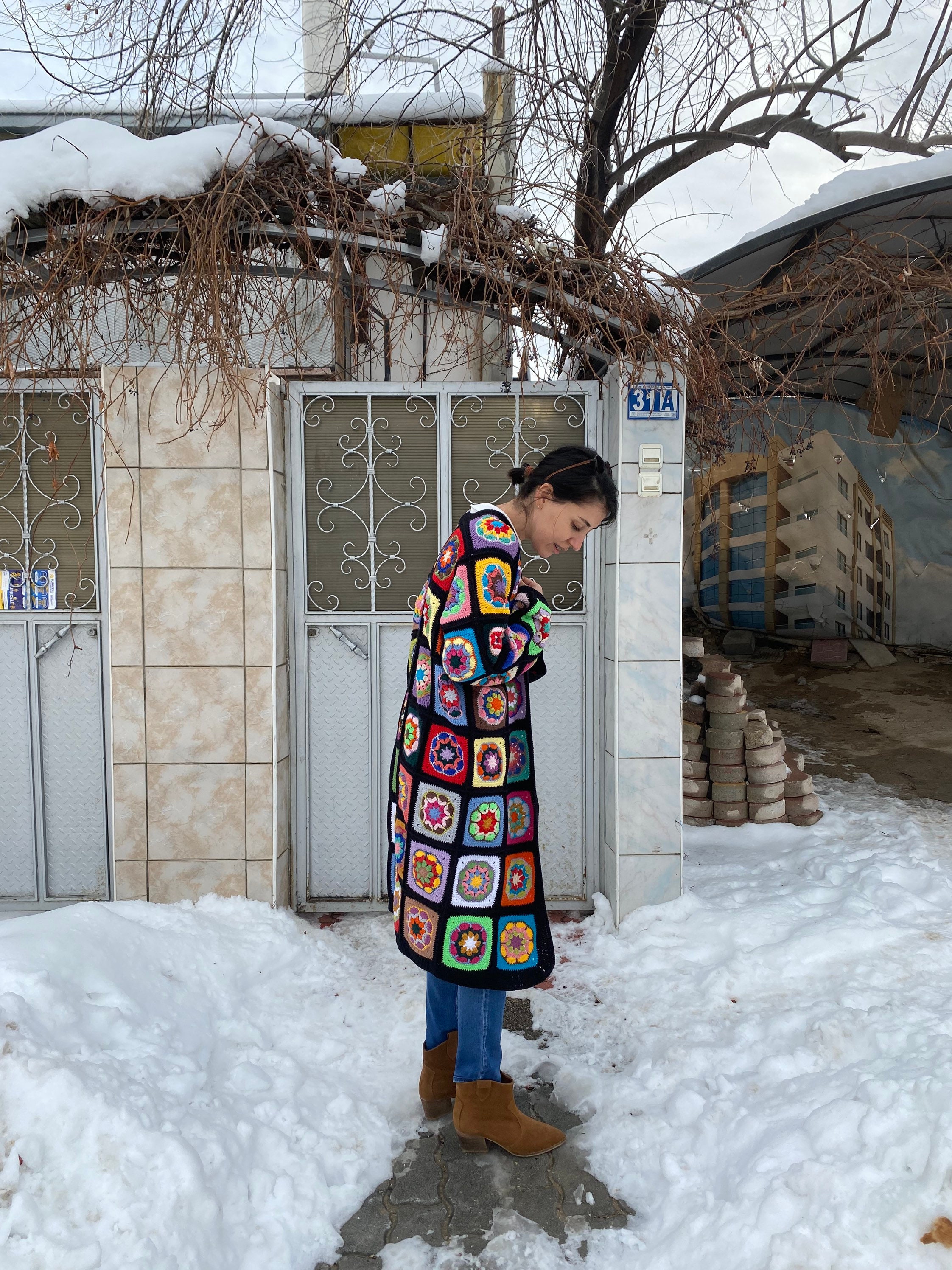 Granny Square Cardigan, Afghan Crochet Sweater, Crochet Coat, Bohemian Cardigan, Boho Style Cardi... — photo 6 of 10