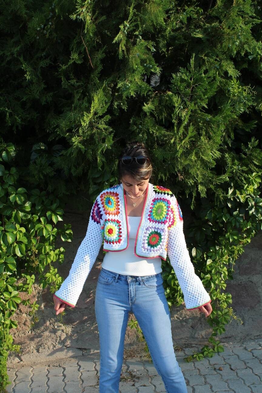 Granny Square Cardigan, Afghan Sweater, Granny Square Vest, Bohemian Coat, Boho Style Cardigan, G... — photo 4 of 10