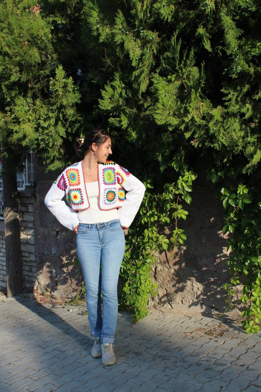 Granny Square Cardigan, Afghan Sweater, Granny Square Vest, Bohemian Coat, Boho Style Cardigan, G... — photo 6 of 10