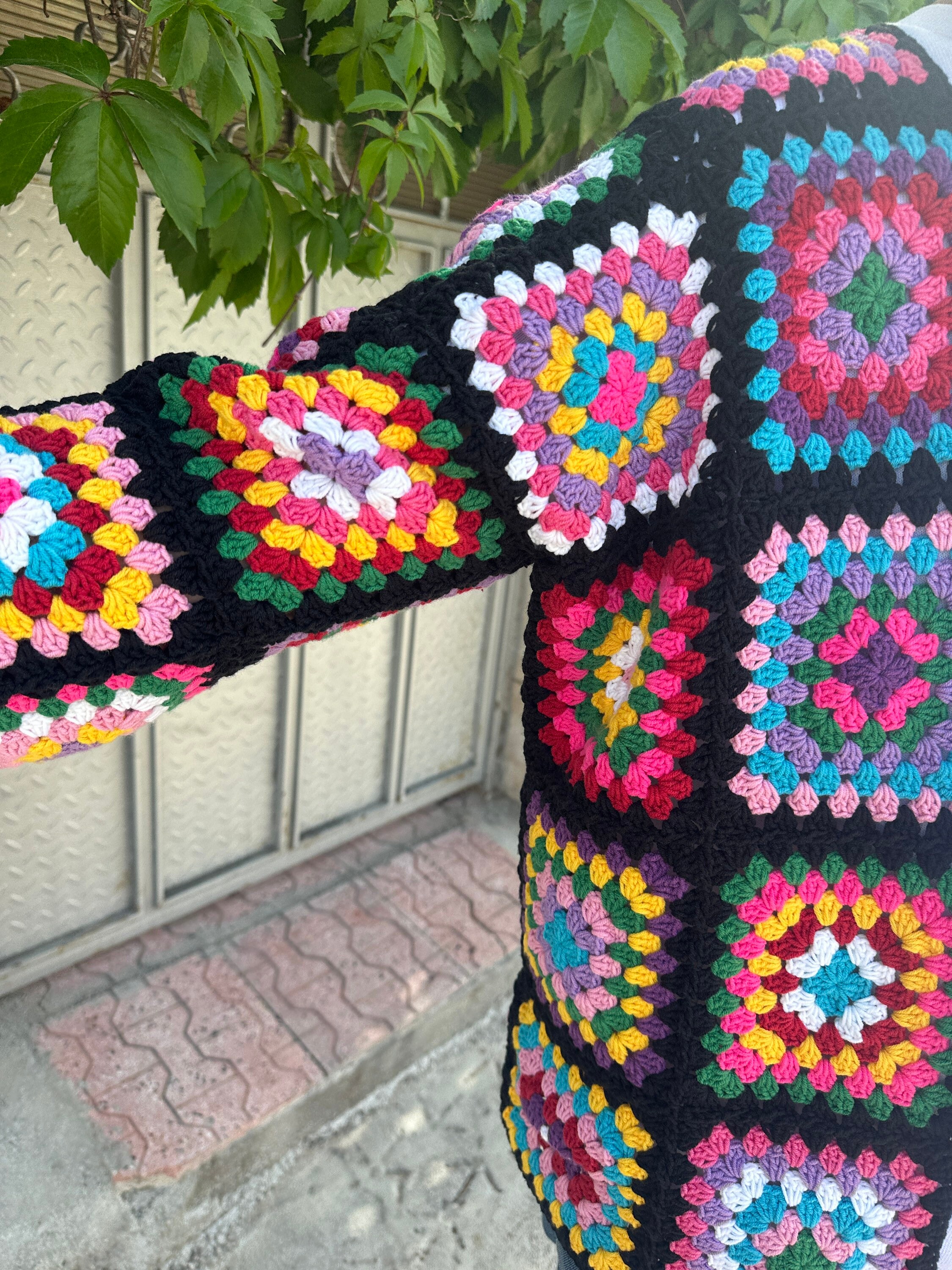 Granny Square Cardigan, Afghan Sweater, Patchwork Cardigan, Granny Sweater, Oversized Crochet Jacket, Hippie Cardigan, Colorful Cardigan