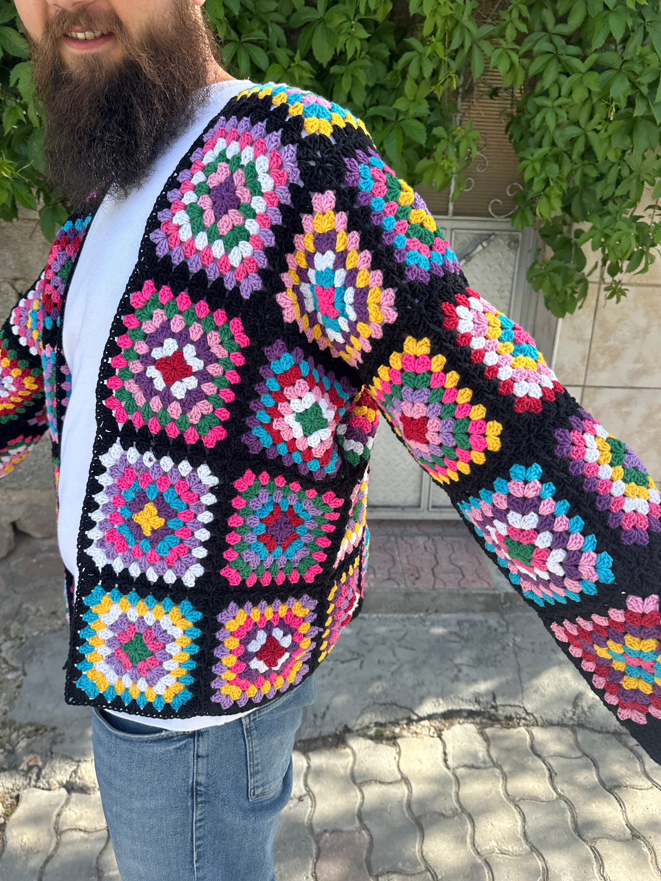 Granny Square Cardigan, Afghan Sweater, Patchwork Cardigan, Granny Sweater, Oversized Crochet Jac... — photo 2 of 10