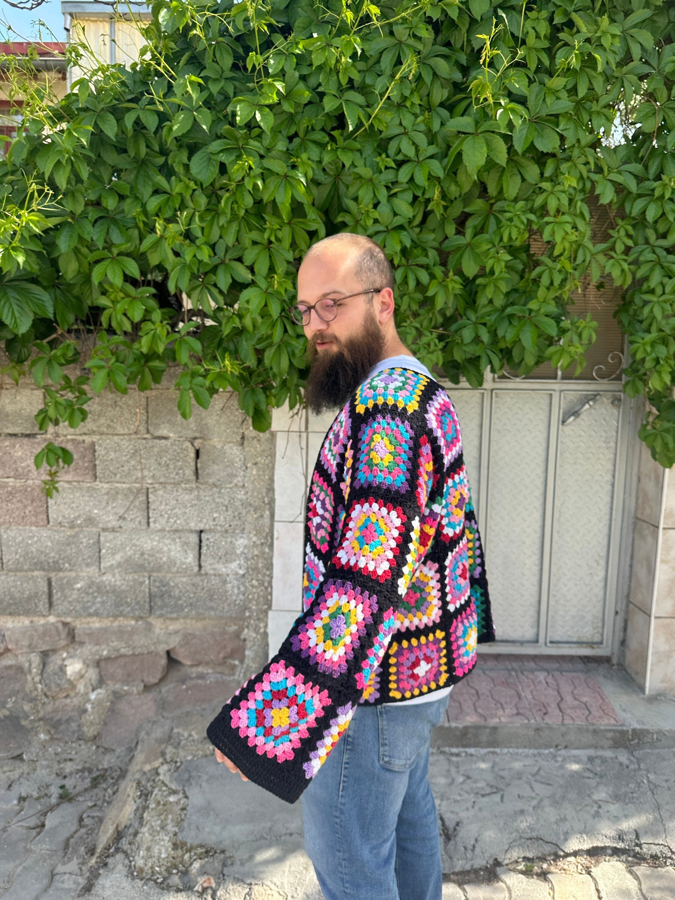 Granny Square Cardigan, Afghan Sweater, Patchwork Cardigan, Granny Sweater, Oversized Crochet Jac... — photo 3 of 10