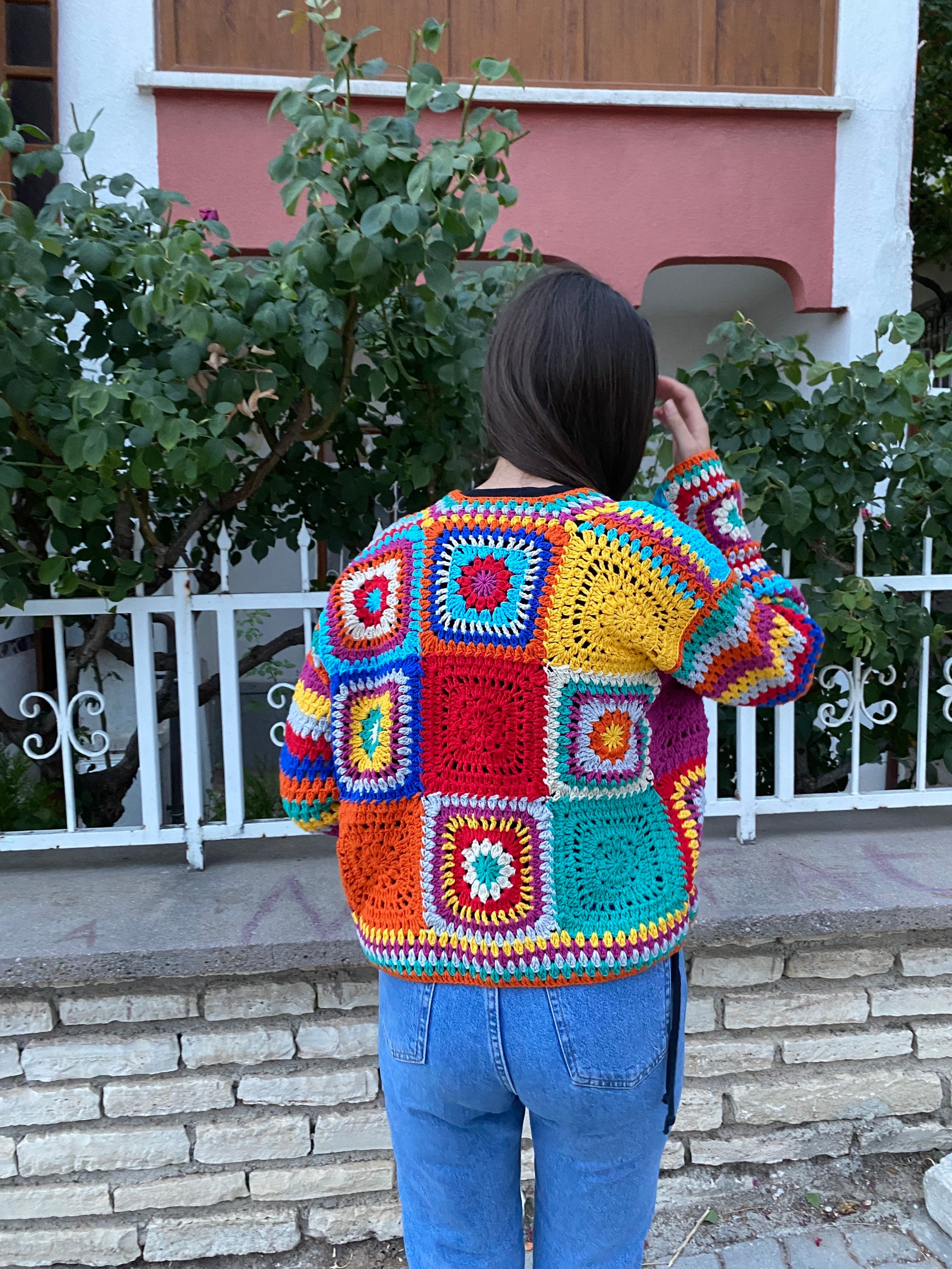 Granny Square Cardigan, Bohemian Cardigan, Crochet Cardigan, Granny Square Jacket, Afghan Coat, G... — photo 2 of 10