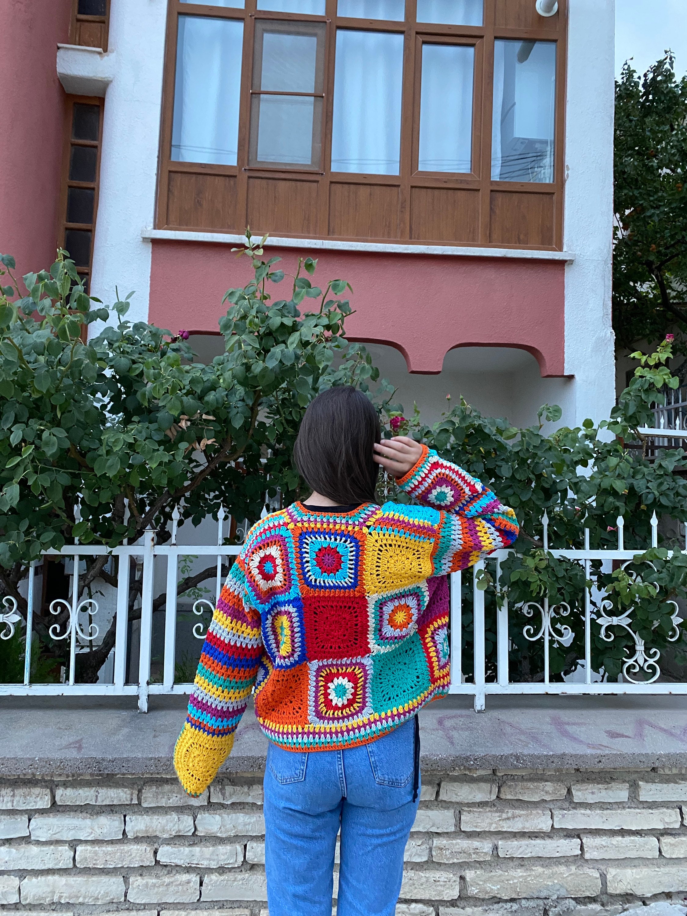 Granny Square Cardigan, Bohemian Cardigan, Crochet Cardigan, Granny Square Jacket, Afghan Coat, G... — photo 4 of 10