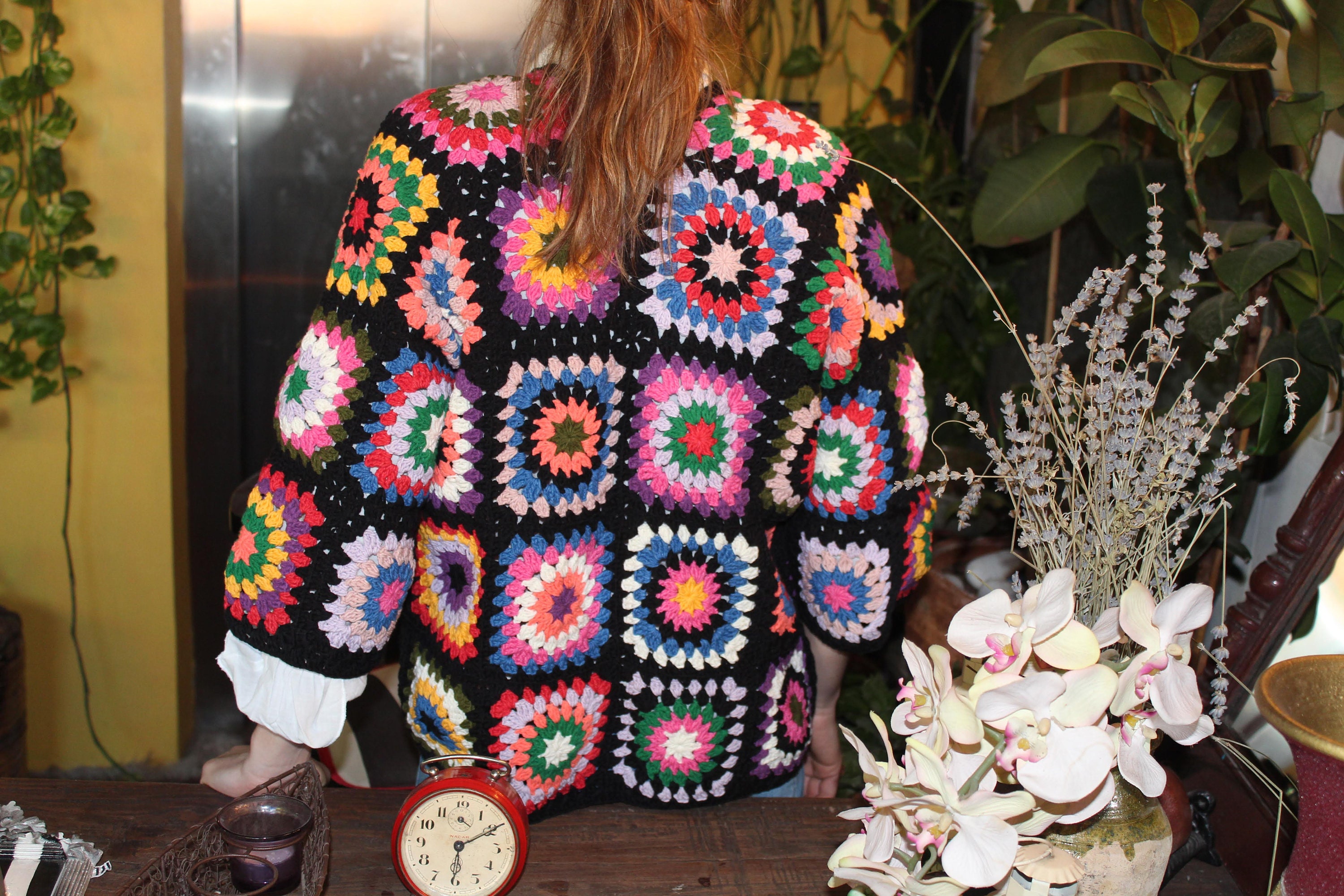 Granny Square Cardigan, Boho Cardigan, Granny Square Coat, Hand Knit Cardigan, Afghan Jacket — photo 2 of 9