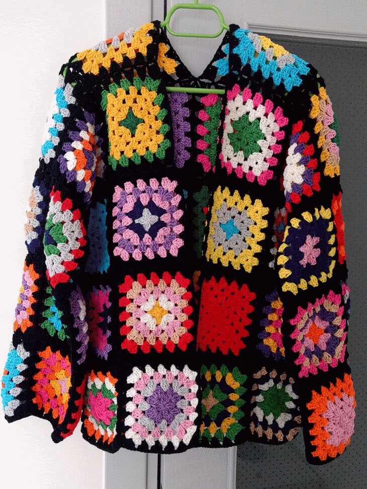 Granny Square Cardigan, Crochet Boho Cardigan, Patchwork Crochet Cardigan, Granny Square Sweater, Granny Square Jacket, Patchwork Jacket