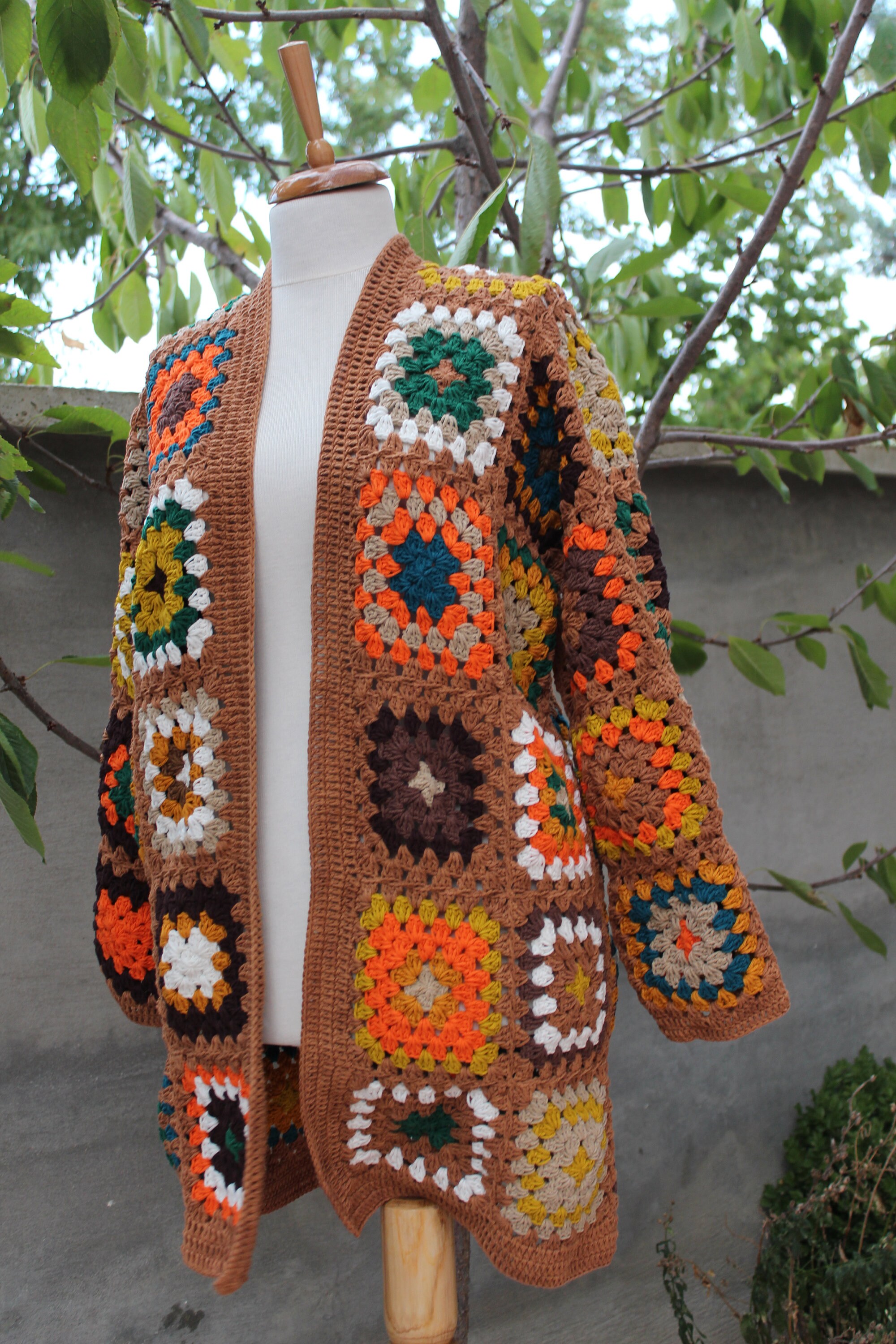 Granny Square Cardigan, Crochet Cardigan, Afghan Coat, Patchwork Jacket, Boho Coat, Gift, Crochet... — photo 2 of 9