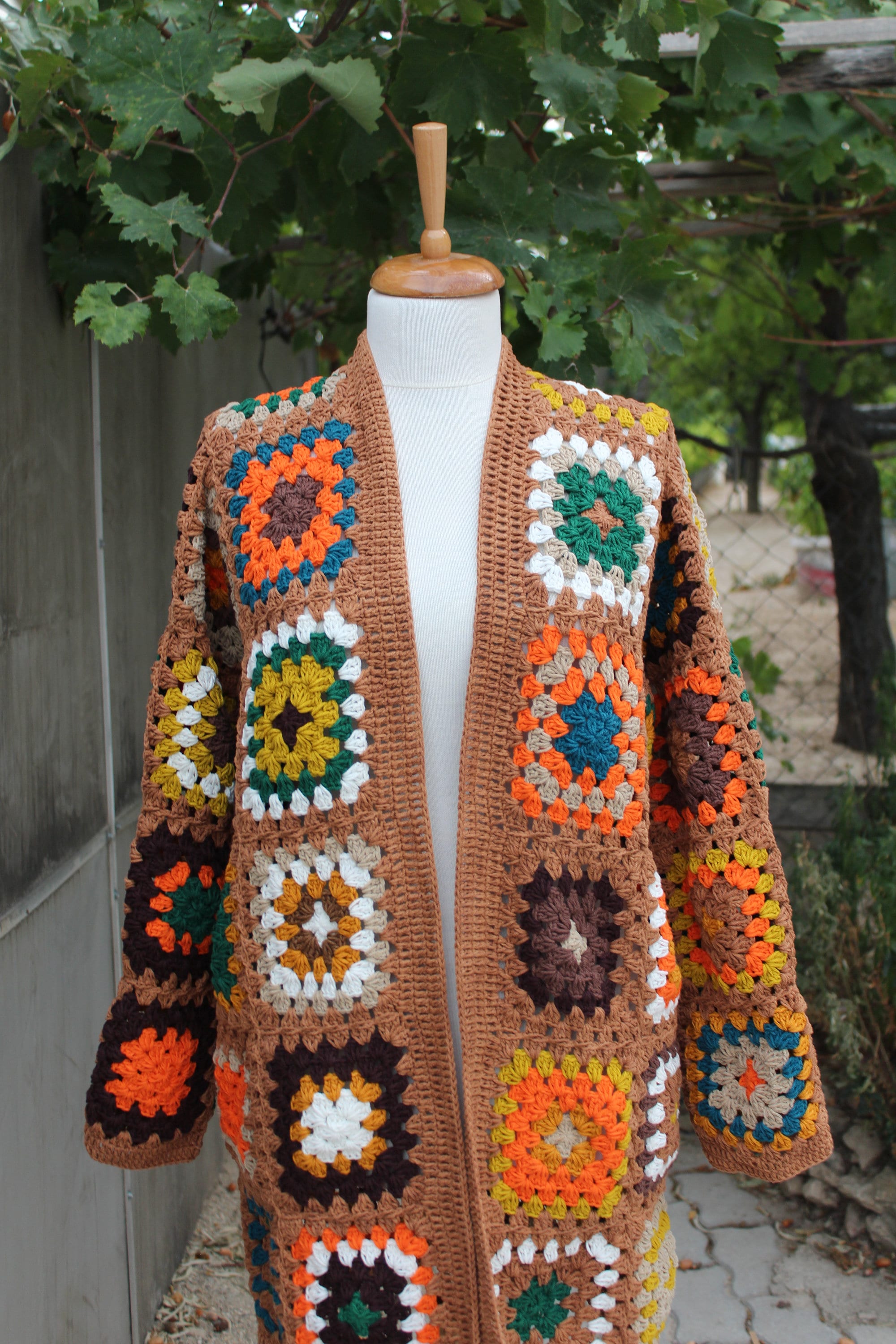 Granny Square Cardigan, Crochet Cardigan, Afghan Coat, Patchwork Jacket, Boho Coat, Gift, Crochet... — photo 3 of 9