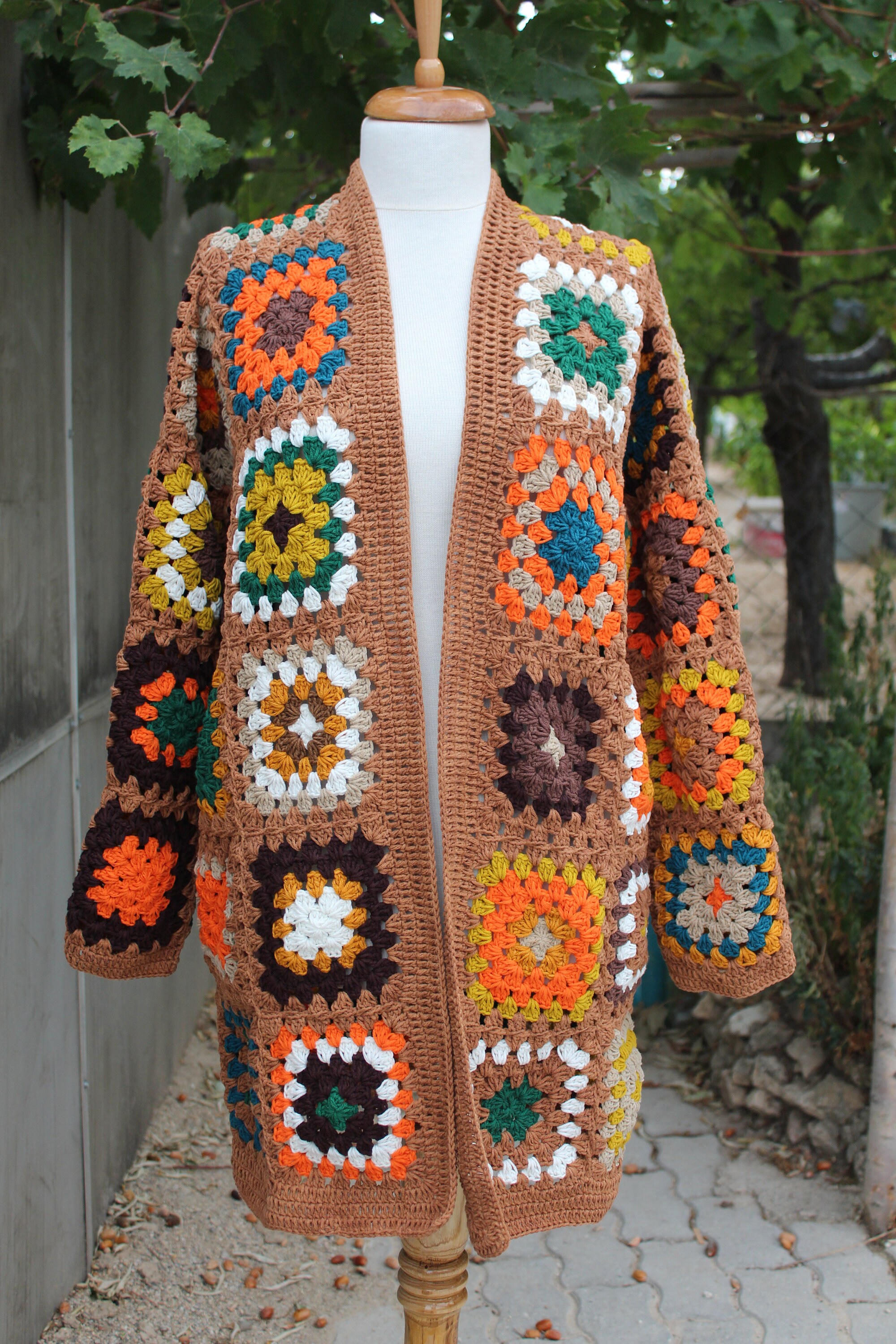 Granny Square Cardigan, Crochet Cardigan, Afghan Coat, Patchwork Jacket, Boho Coat, Gift, Crochet... — photo 4 of 9