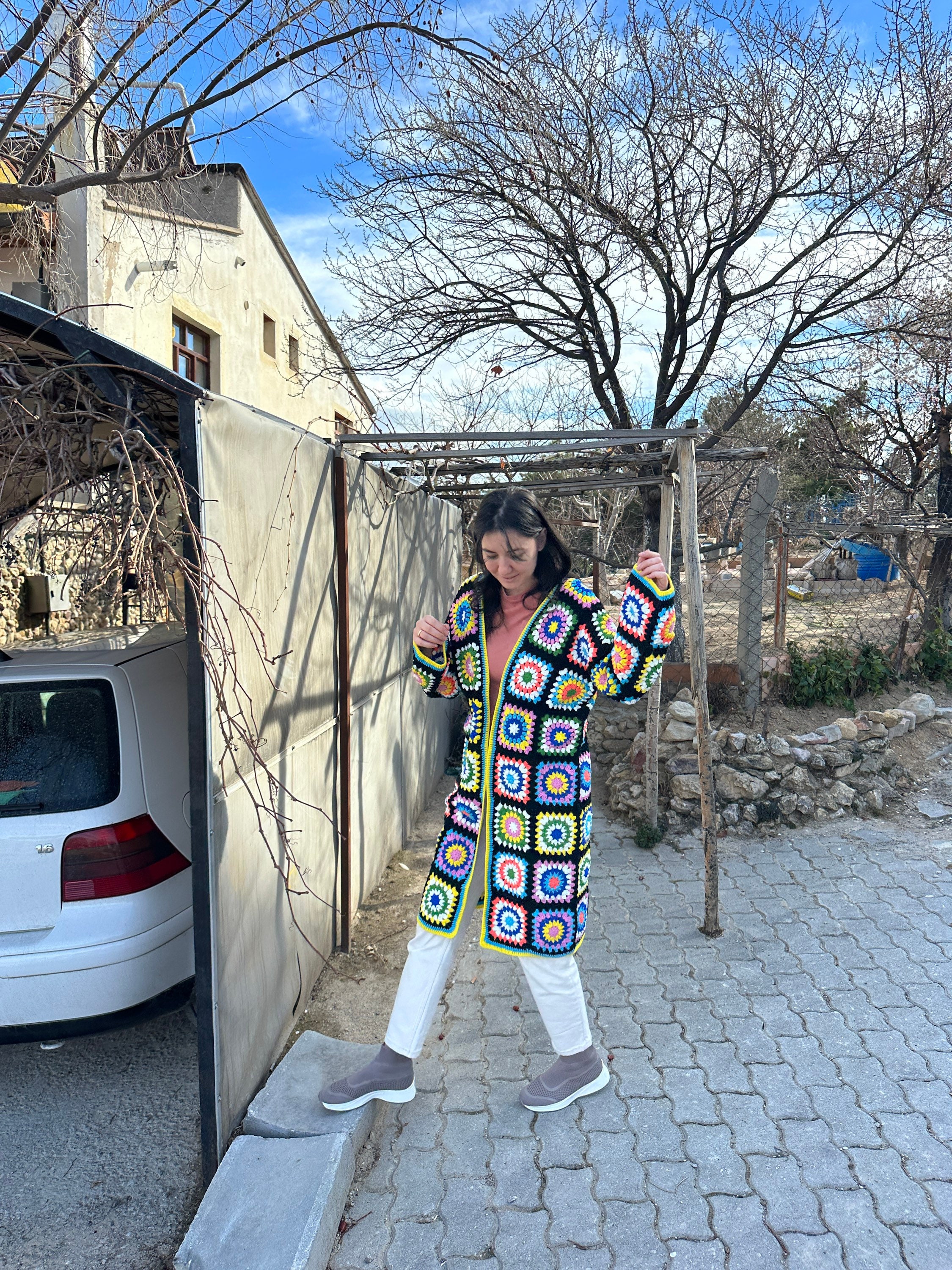 Granny Square Cardigan, Crochet Cardigan, Afghan Crochet, Granny Square Coat, Boho Cardigan, Granny Square Sweater, Long Granny Square Coat