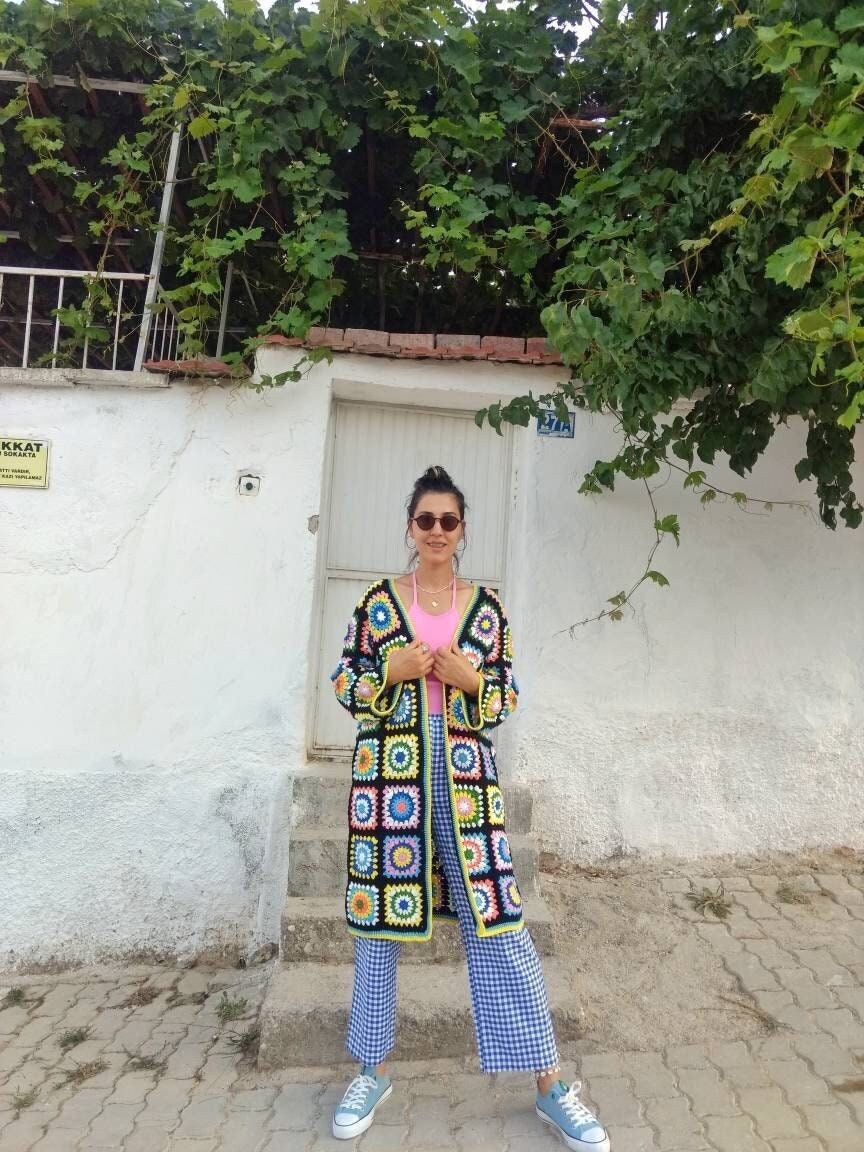 Granny Square Cardigan, Crochet Cardigan, Afghan Crochet, Granny Square Coat, Boho Cardigan, Gran... — photo 5 of 12