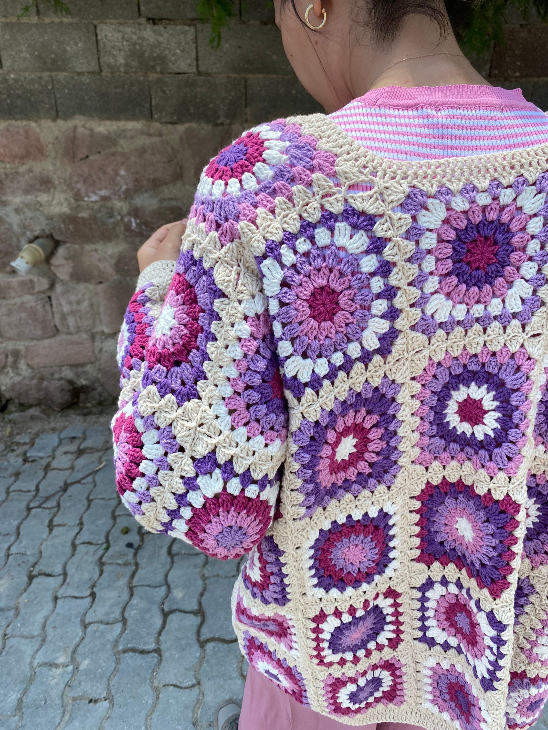 Granny Square Cardigan, Crochet Cardigan, Granny Square Knitted Vest, Handmade Jacket, Crochet Ca... — photo 7 of 13