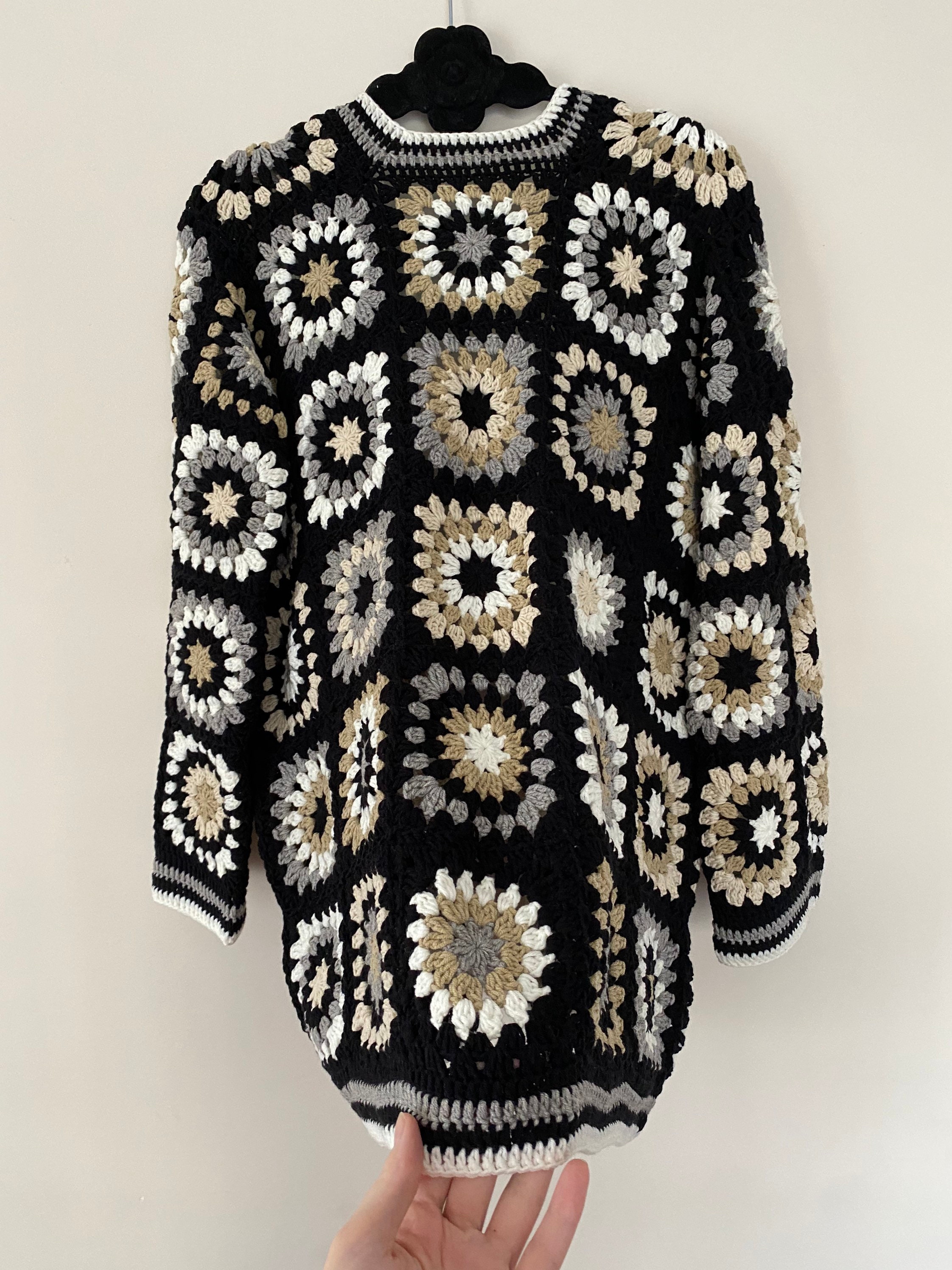 Granny Square Cardigan, Crochet Cotton Cardigan, Afghan Crochet, Granny Square Jacket, Boho Cardigan, Granny Square Sweater, Hippie Cardigan