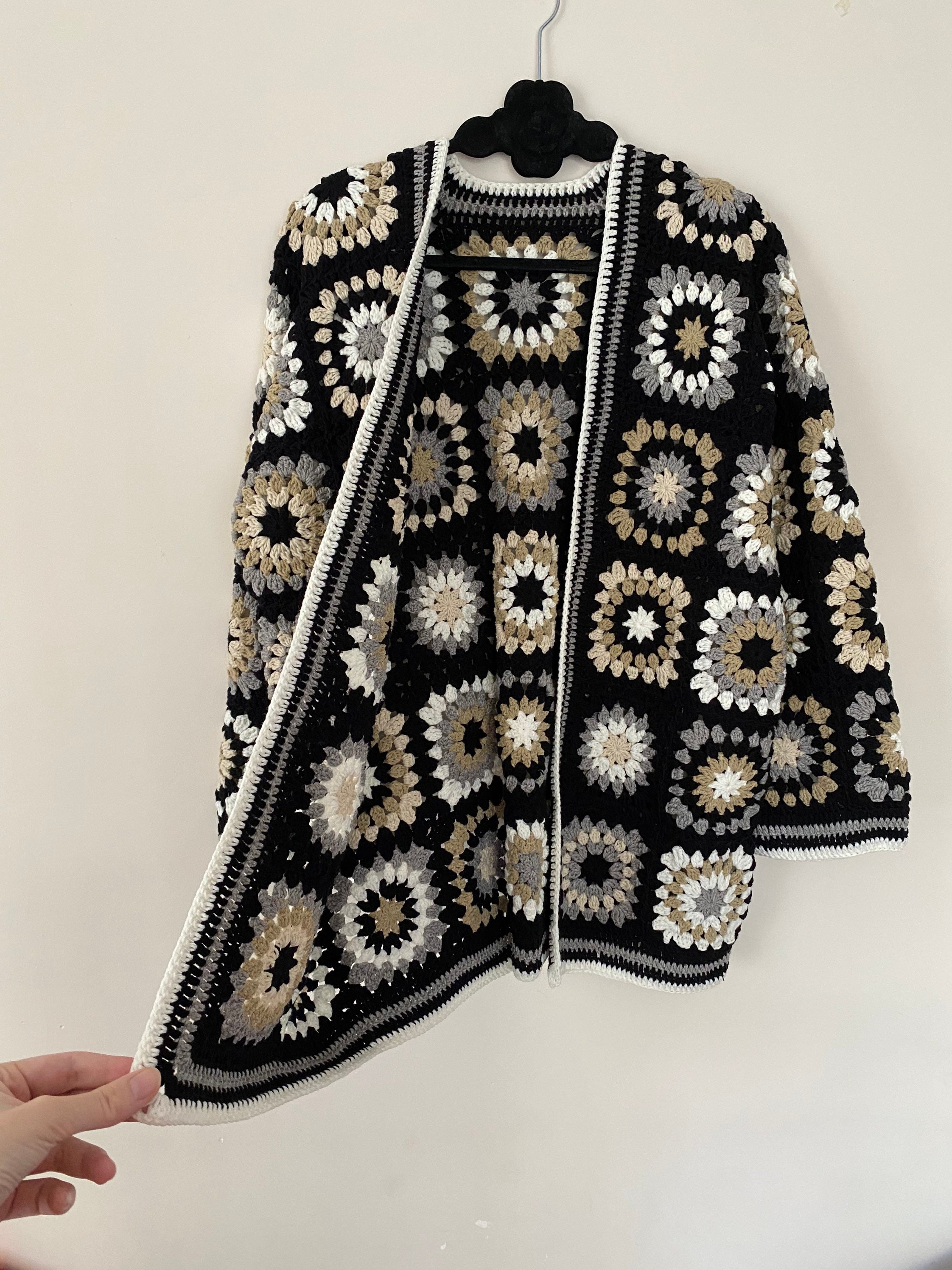 Granny Square Cardigan, Crochet Cotton Cardigan, Afghan Crochet, Granny Square Jacket, Boho Cardi... — photo 4 of 10