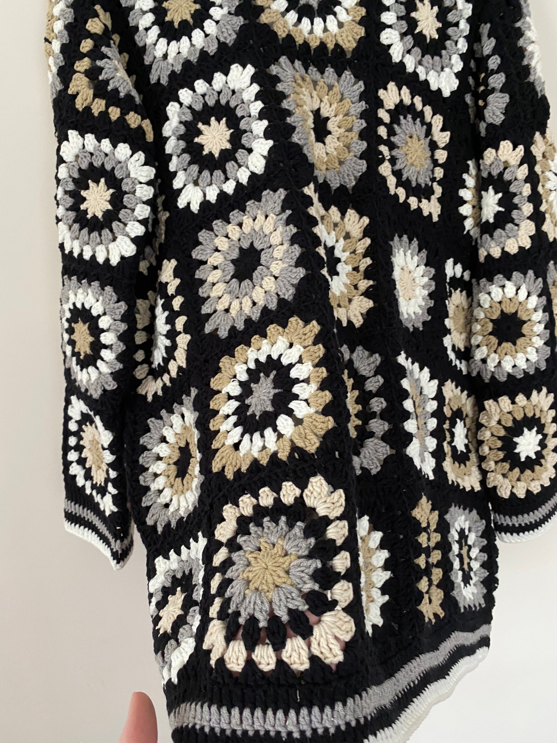 Granny Square Cardigan, Crochet Cotton Cardigan, Afghan Crochet, Granny Square Jacket, Boho Cardi... — photo 2 of 10