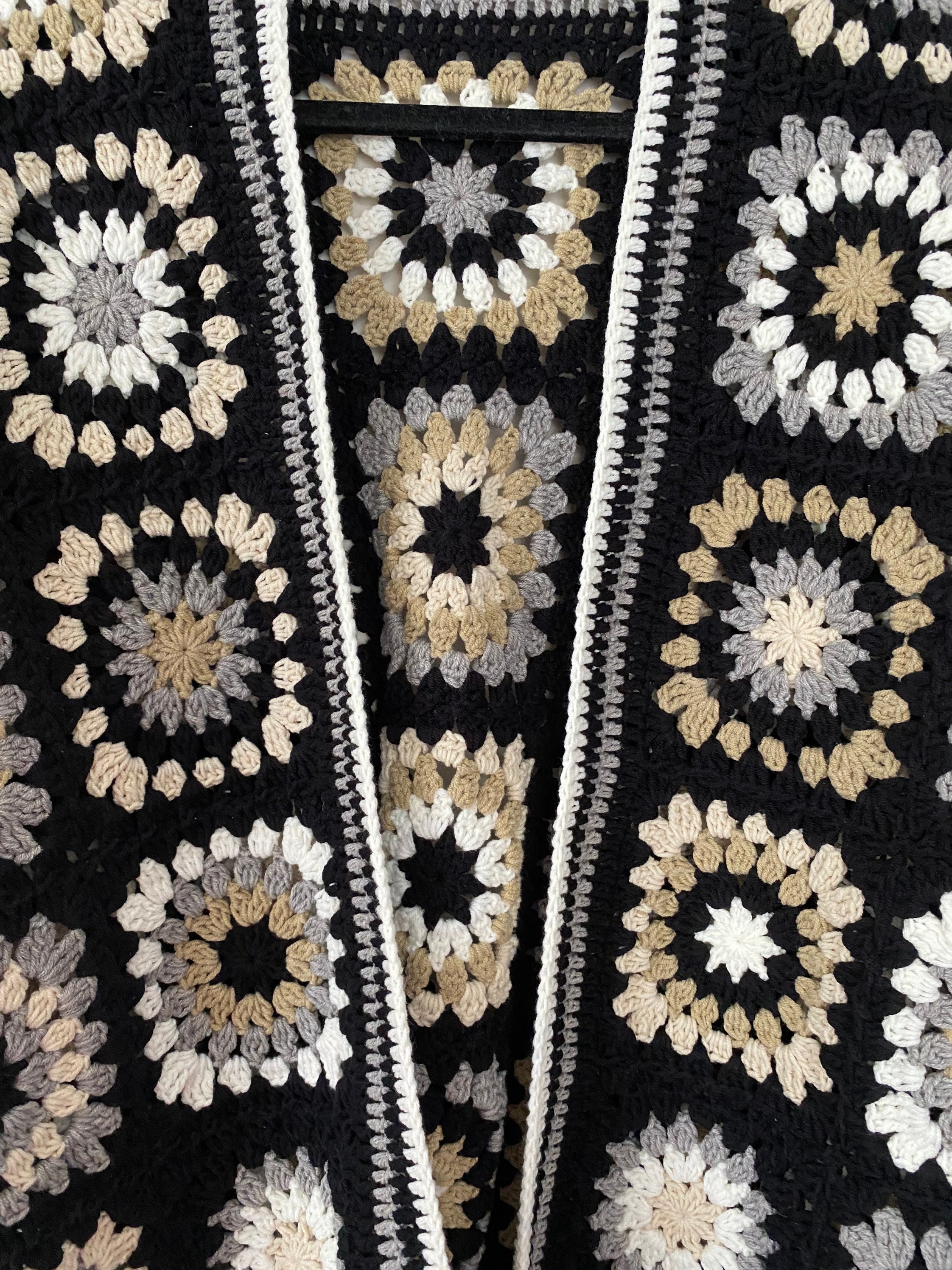 Granny Square Cardigan, Crochet Cotton Cardigan, Afghan Crochet, Granny Square Jacket, Boho Cardi... — photo 3 of 10