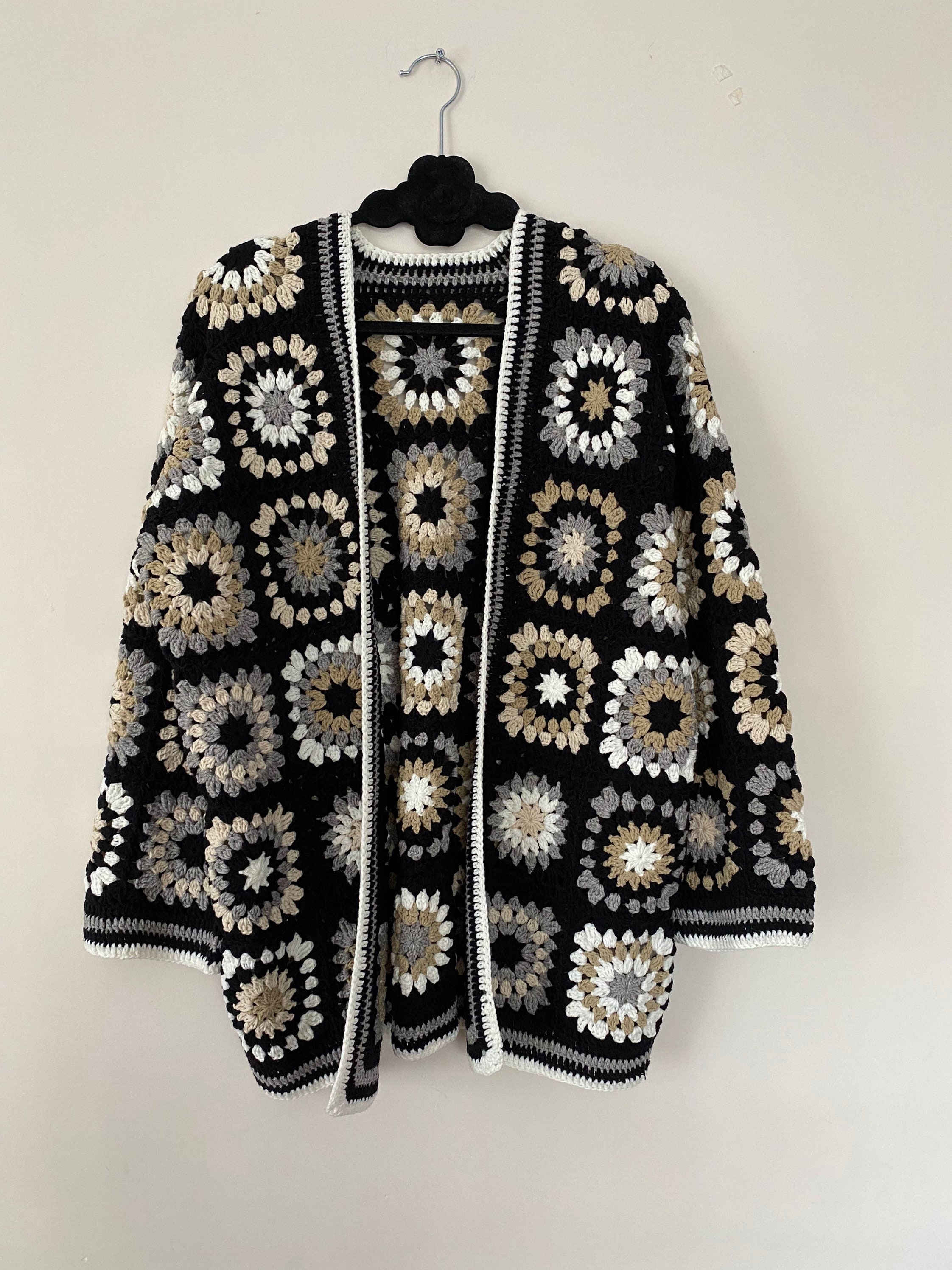 Granny Square Cardigan, Crochet Cotton Cardigan, Afghan Crochet, Granny Square Jacket, Boho Cardi... — photo 6 of 10